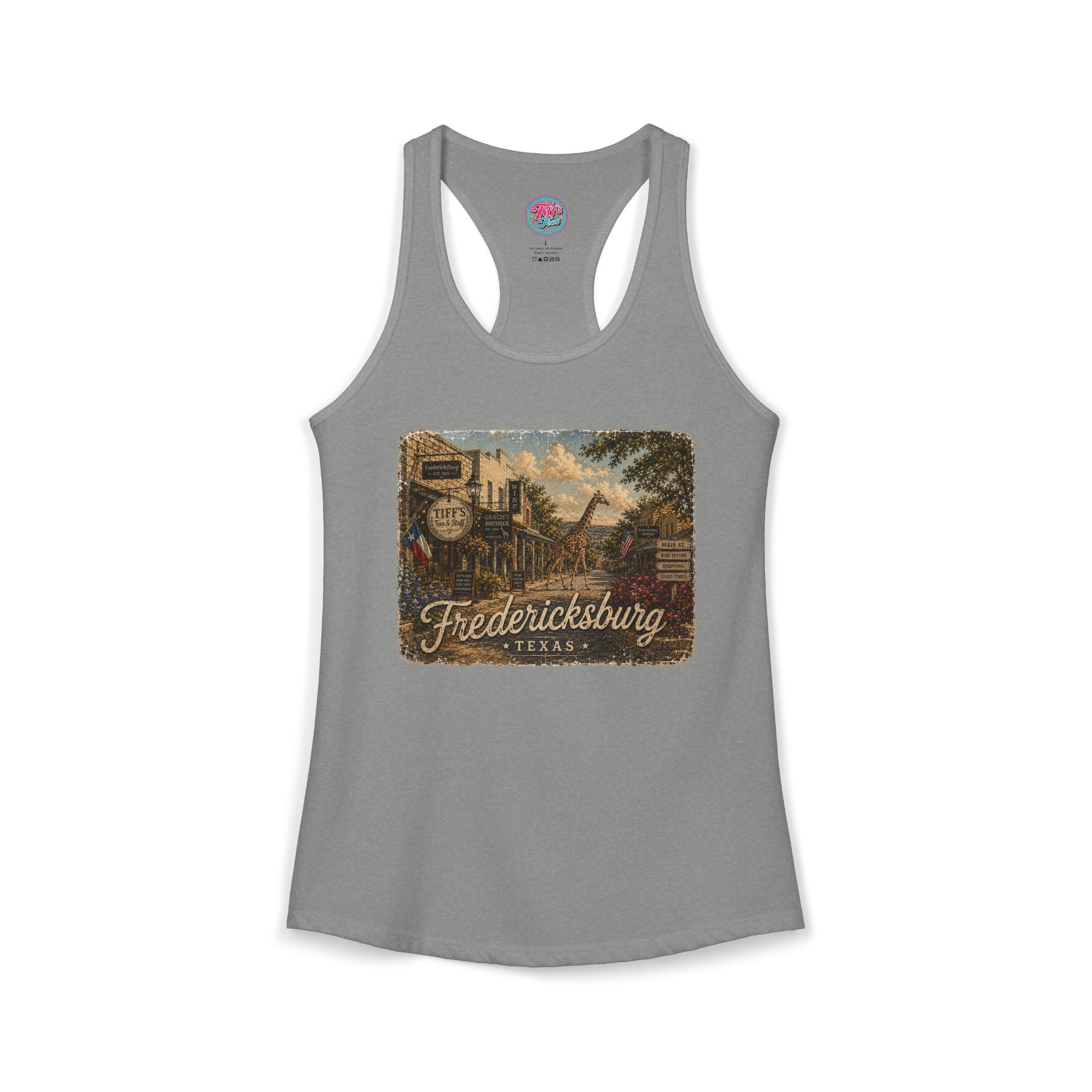 Women's Tank with Vintage Texas Look Featuring One Lost Giraffe