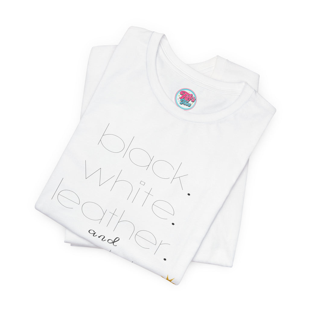 Gold Star Minimalist Tee — 'Black White Leather Gold' Graphic Shirt
