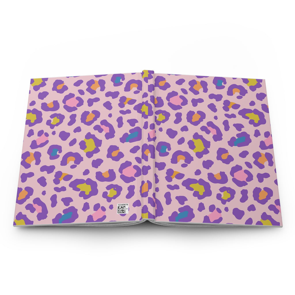 Pink Purple Leopard Hardcover Journal — Colorful Animal Print Notebook