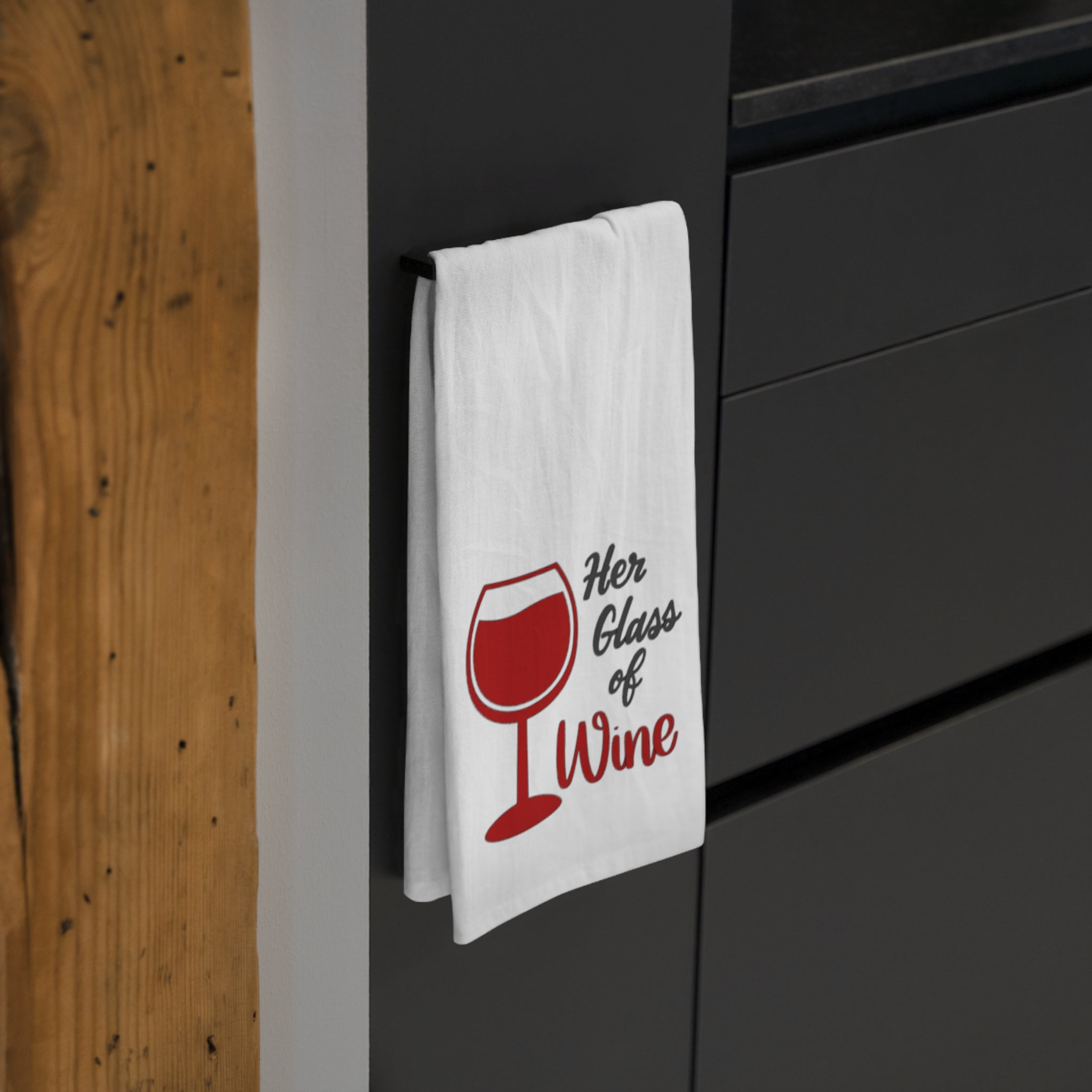 Wine Lover Tea Towel — "Her Glass of Wine" Kitchen Tea Towel