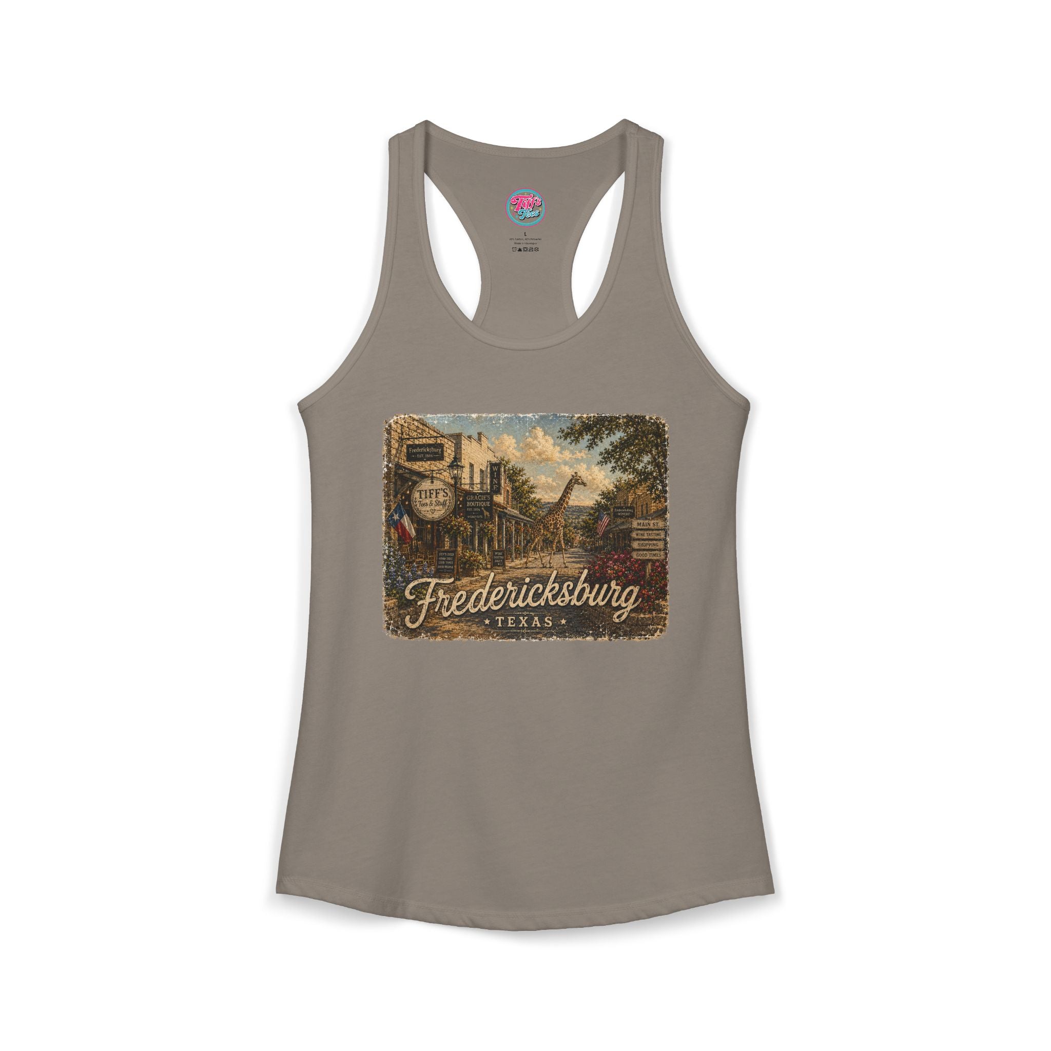 Women's Tank with Vintage Texas Look Featuring One Lost Giraffe