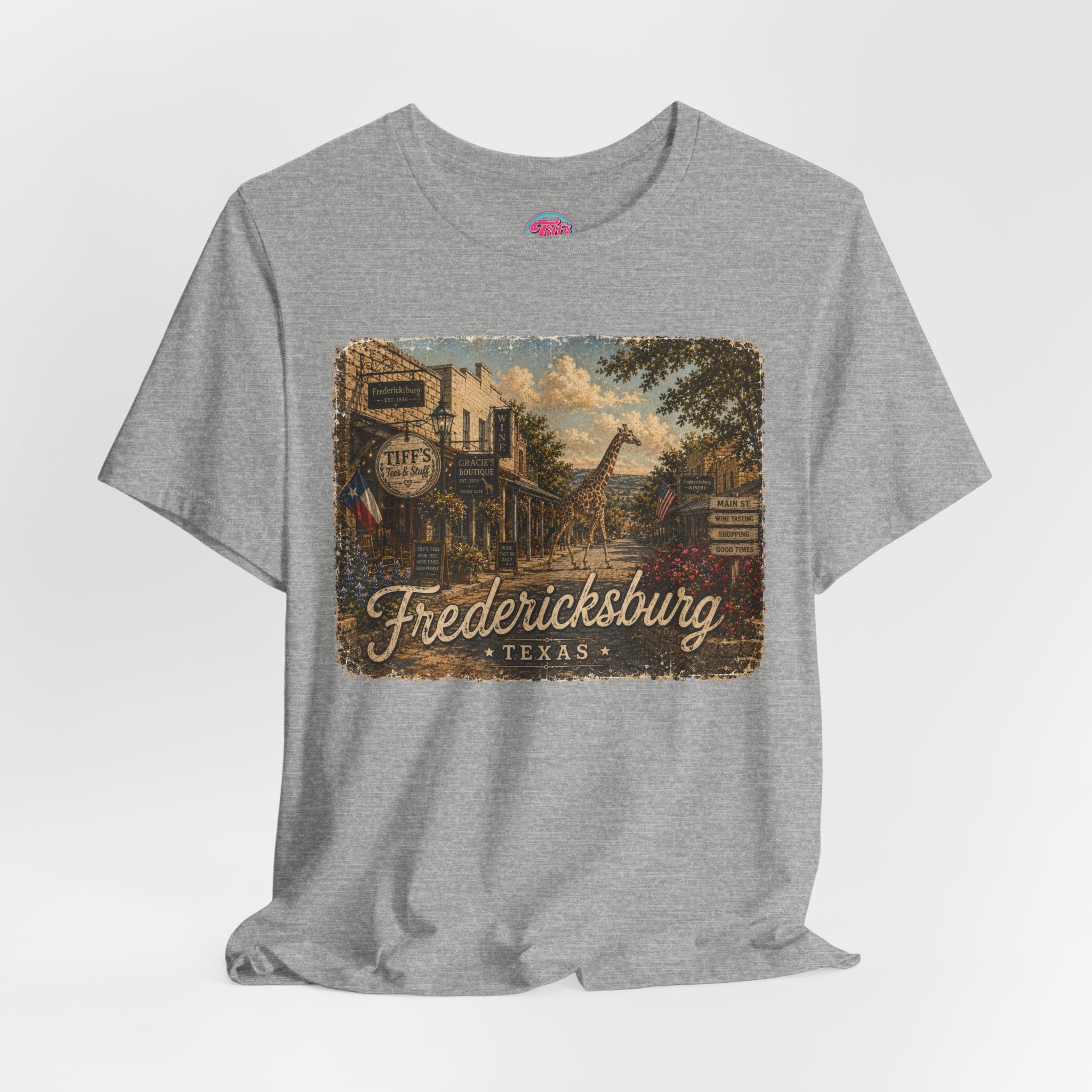 Fredericksburg Texas Vintage Scene Tee featuring Gracie