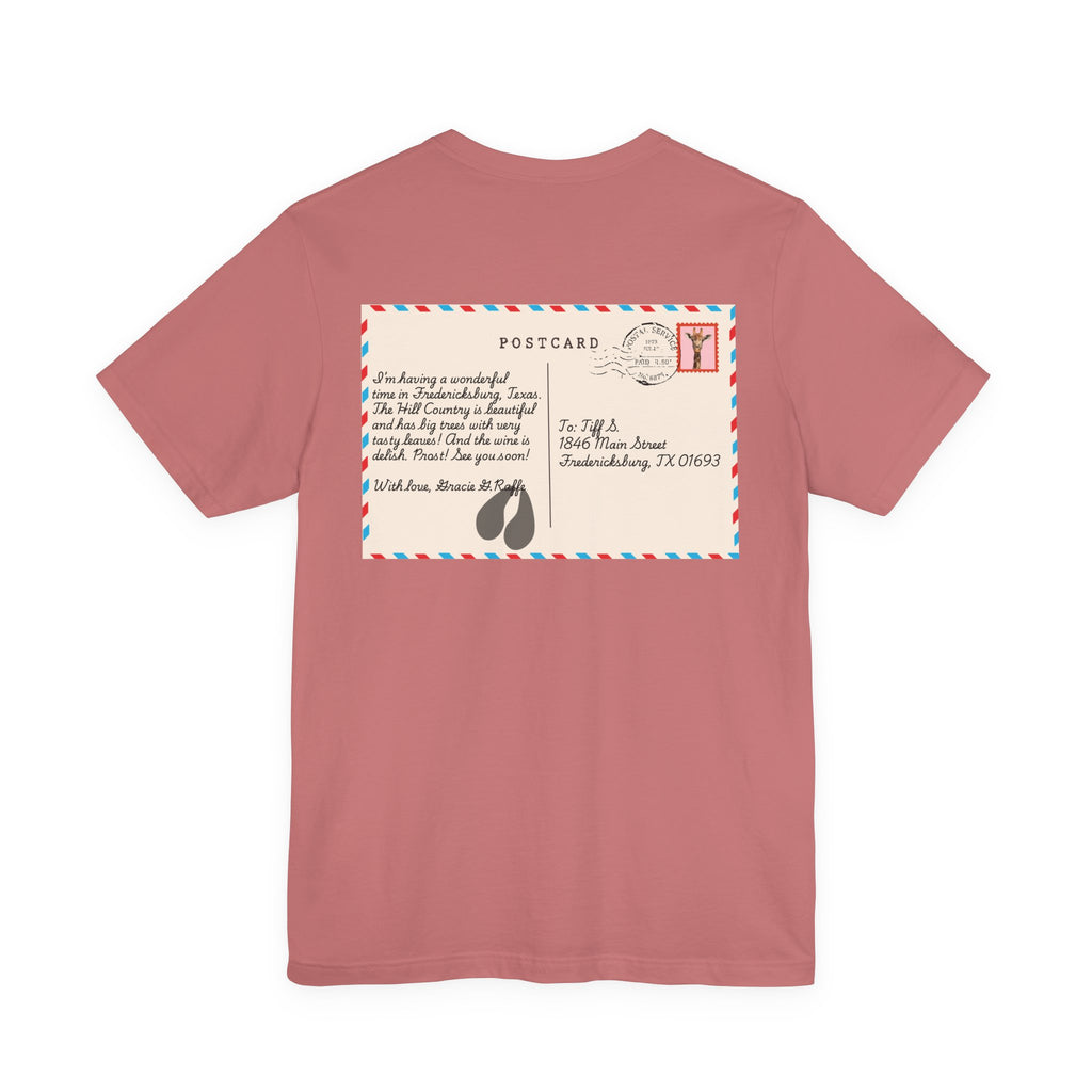 Postcard from Gracie Giraffe T-Shirt — 'Wish You Were Here' Vintage Airmail Graphic Tee