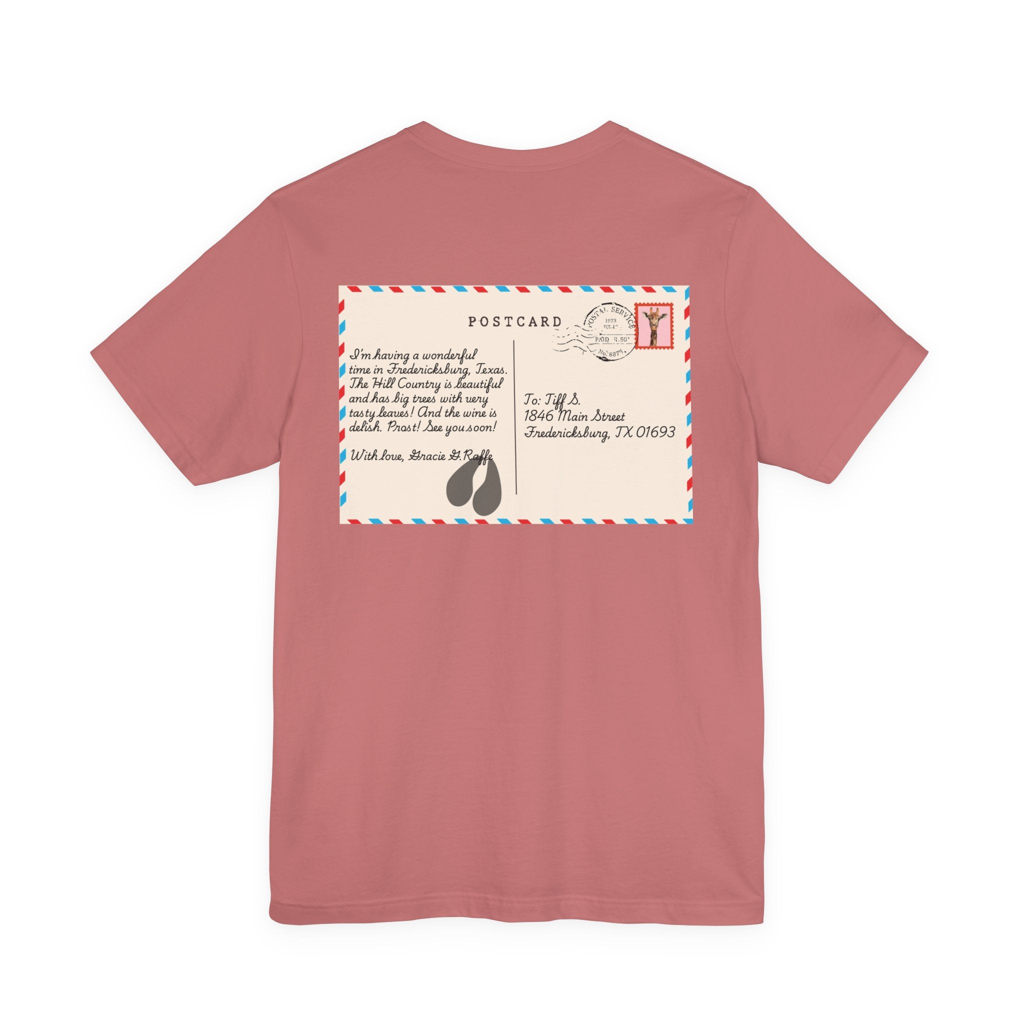 Postcard from Gracie Giraffe T-Shirt — 'Wish You Were Here' Vintage Airmail Graphic Tee