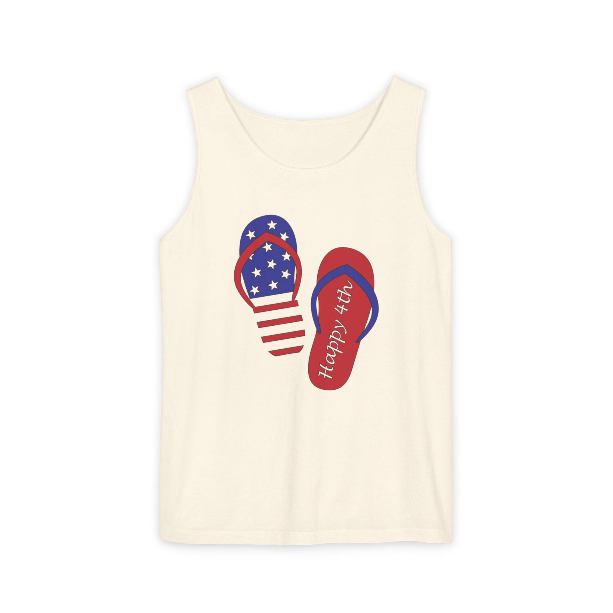 Patriotic Flip Flops Tank Top – 'Happy 4th' Summer Independence Day Tank