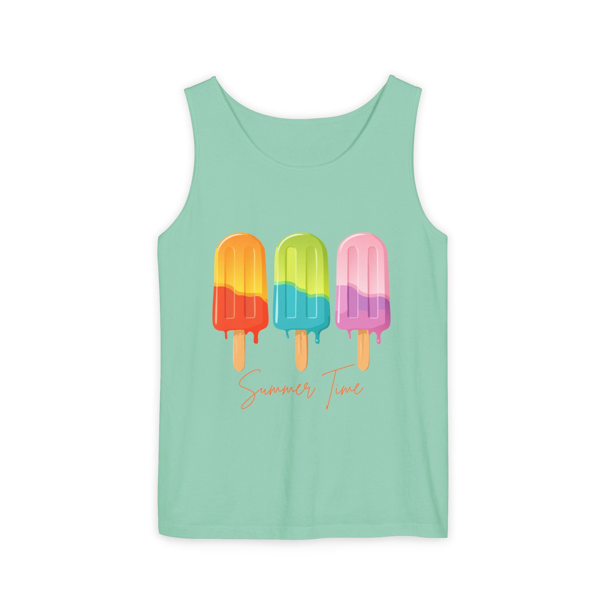 Popsicle Summer Tank Top — "Summer Time" Colorful Ice Pop Graphic