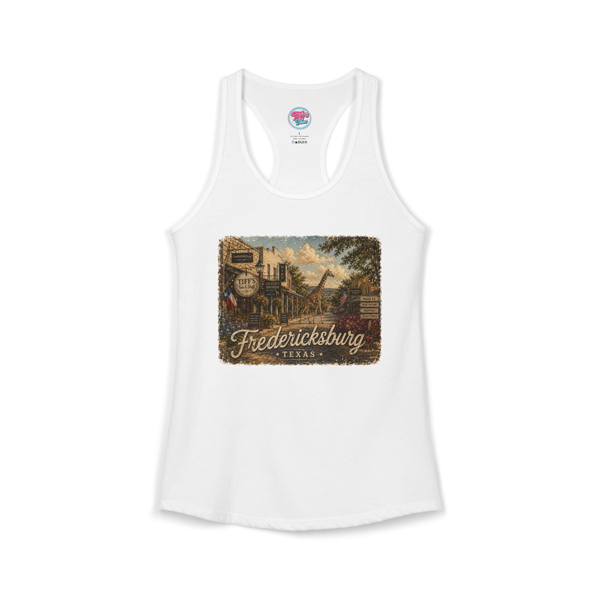 Women's Tank with Vintage Texas Look Featuring One Lost Giraffe