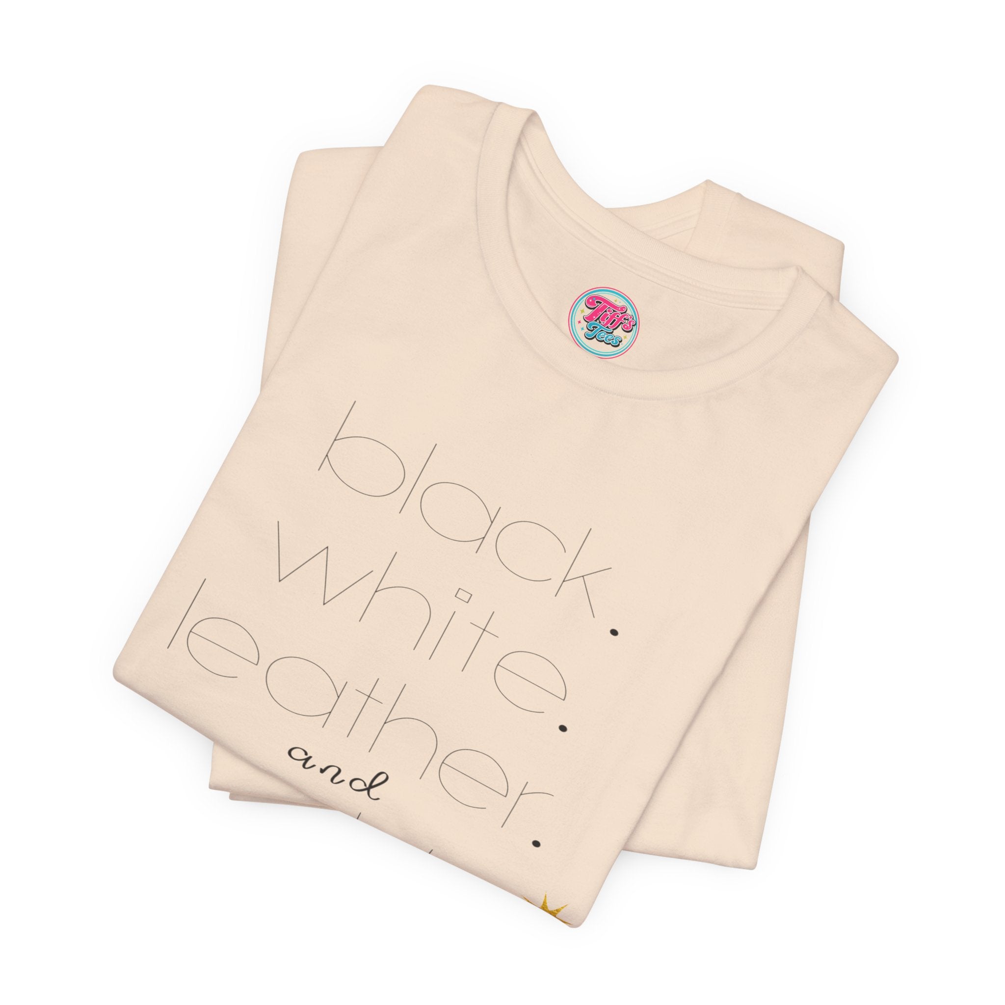 Gold Star Minimalist Tee — 'Black White Leather Gold' Graphic Shirt
