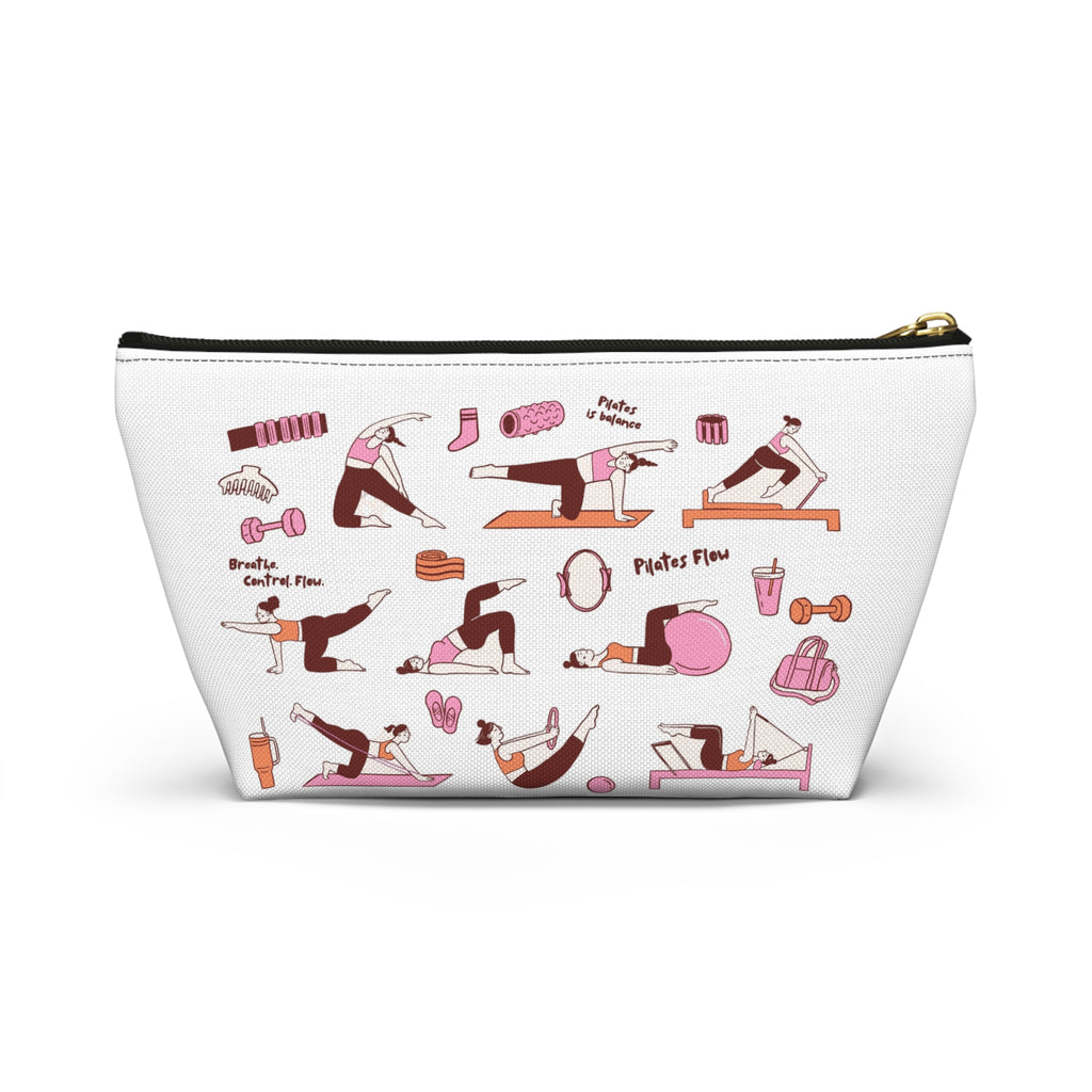 Pilates Accessory Pouch — T‑Bottom Makeup & Gear Bag with Pilates Flow Design