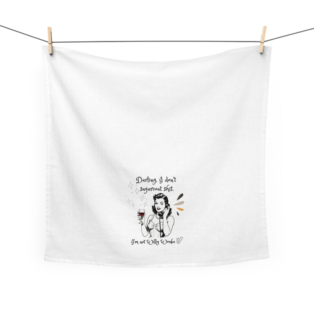 Tea Towel — Retro Wine Quote “Darling, I don’t sugarcoat s***” Kitchen Towel