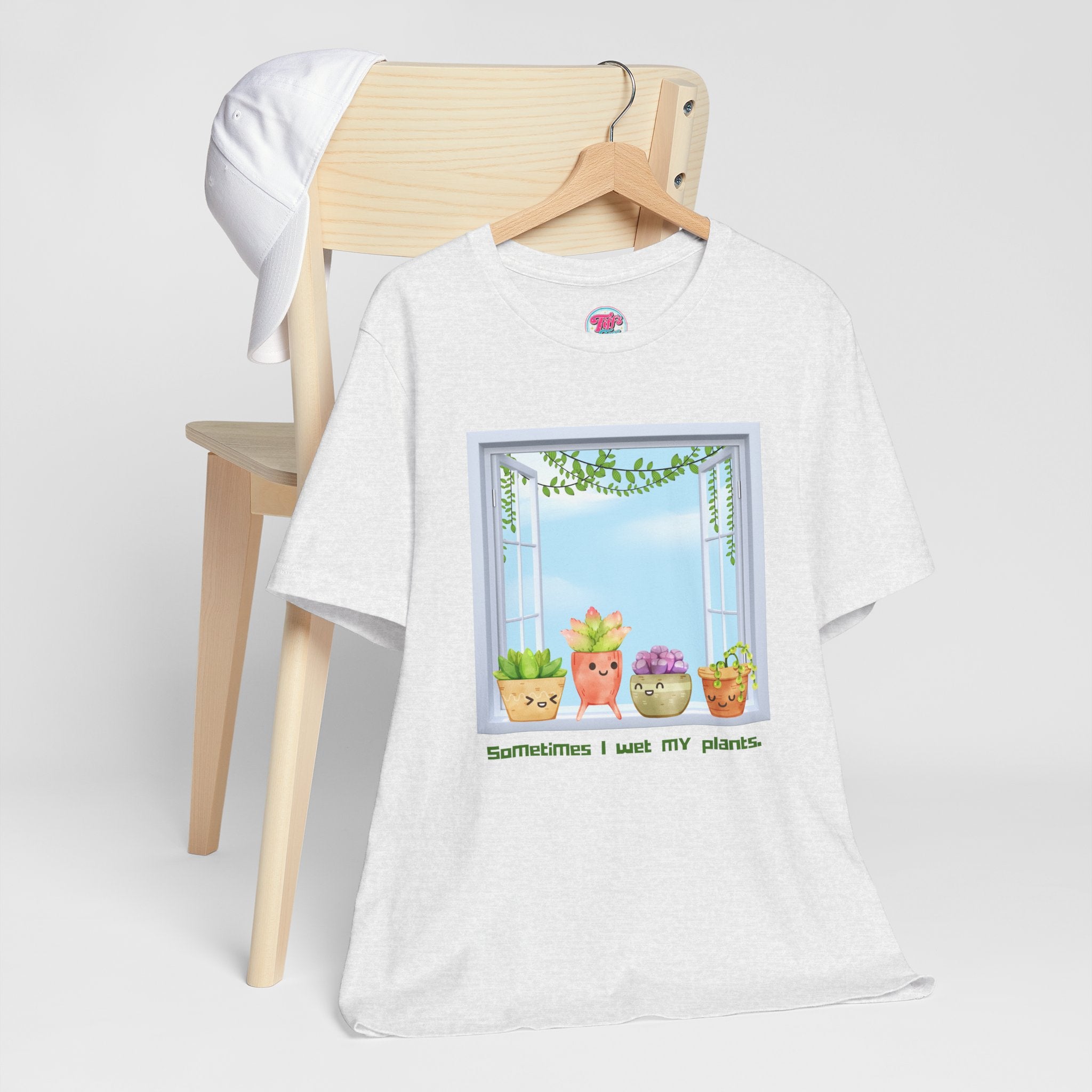 Plant Lover Tee — "Sometimes I Wet My Plants" Cute Succulent Graphic T-Shirt