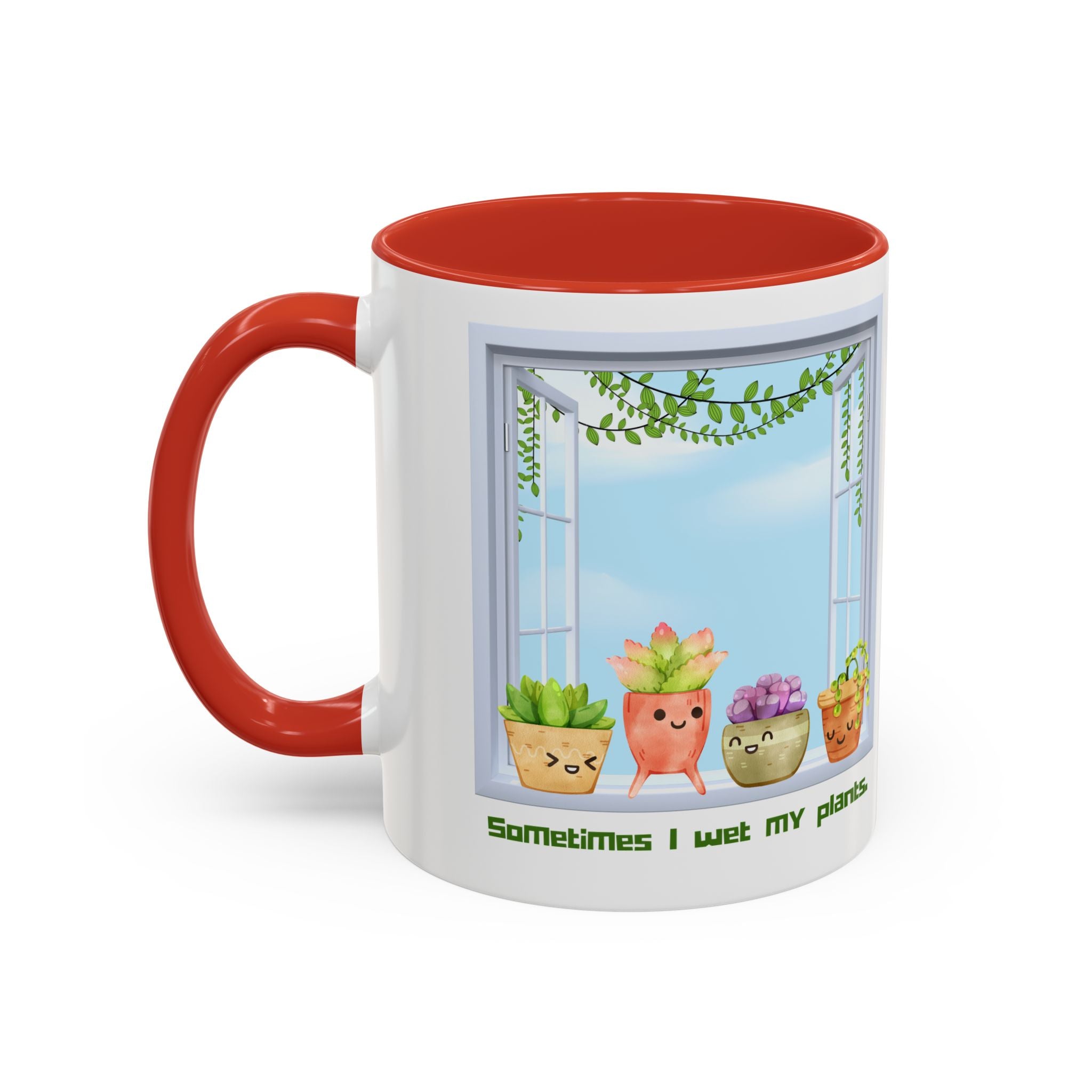 Succulent Window Mug — "Sometimes I Wet My Plants" Cute Plant Lover Coffee Cup