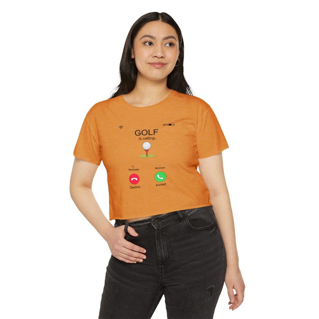 Golf Is Calling Crop Top — Women's Golf Tee with 'Golf is calling' Call Screen Design