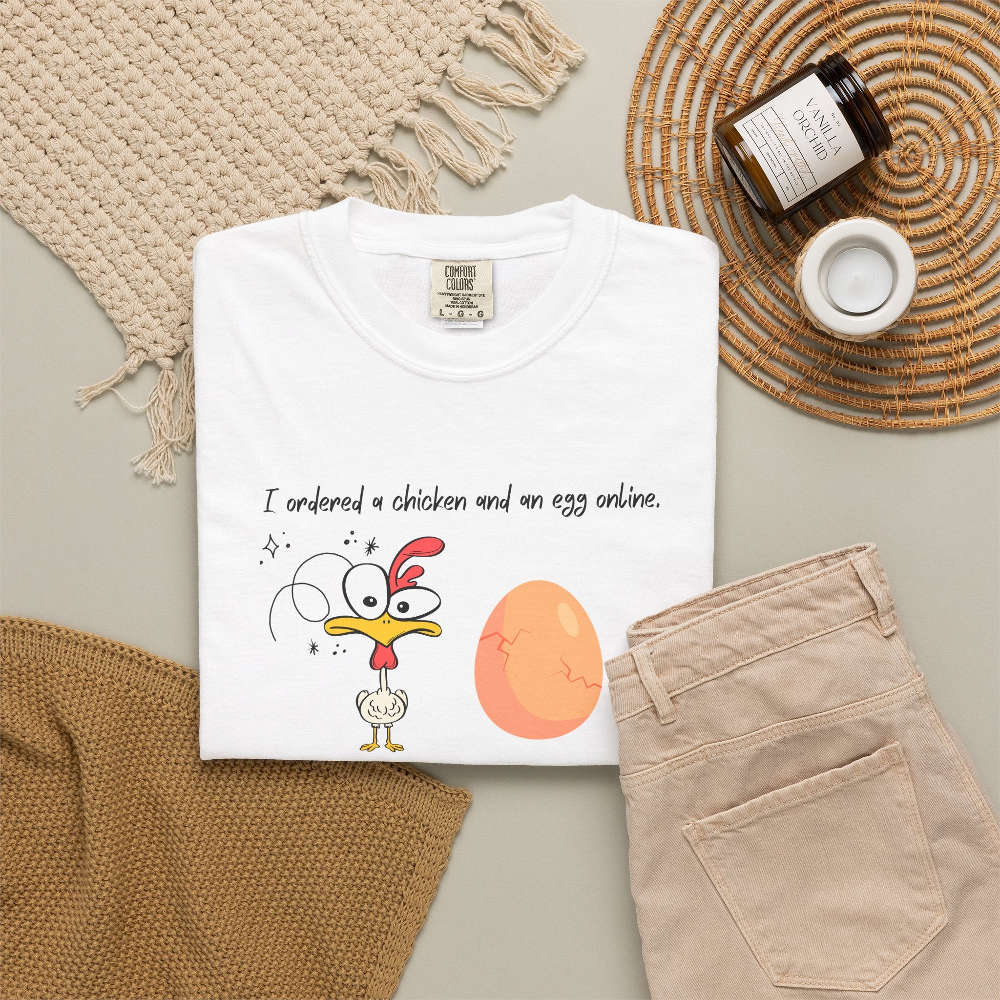 Chicken and Egg Dad Joke T-Shirt — "I Ordered a Chicken and an Egg online..." Funny Graphic Tee