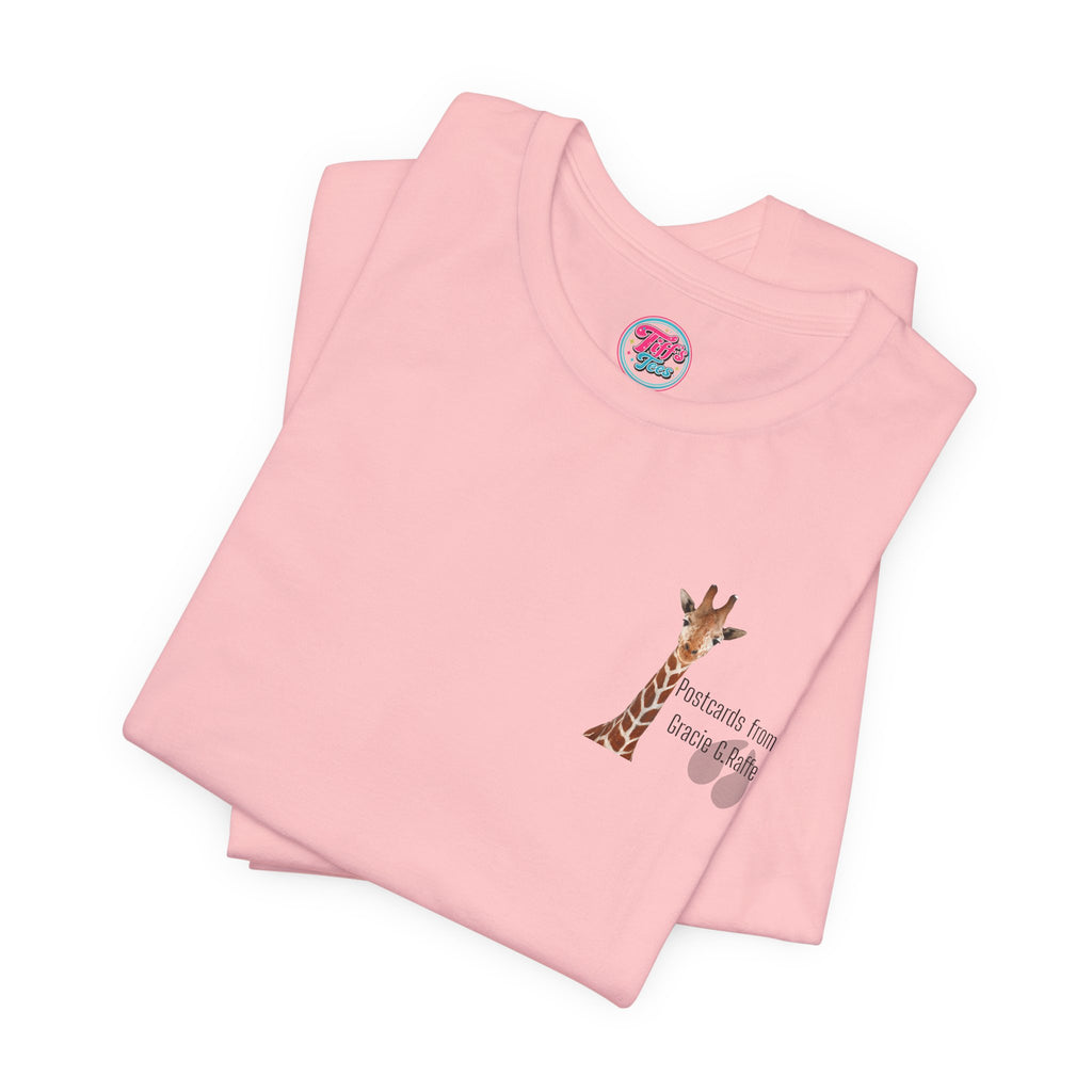 Postcard from Gracie Giraffe T-Shirt — 'Wish You Were Here' Vintage Airmail Graphic Tee