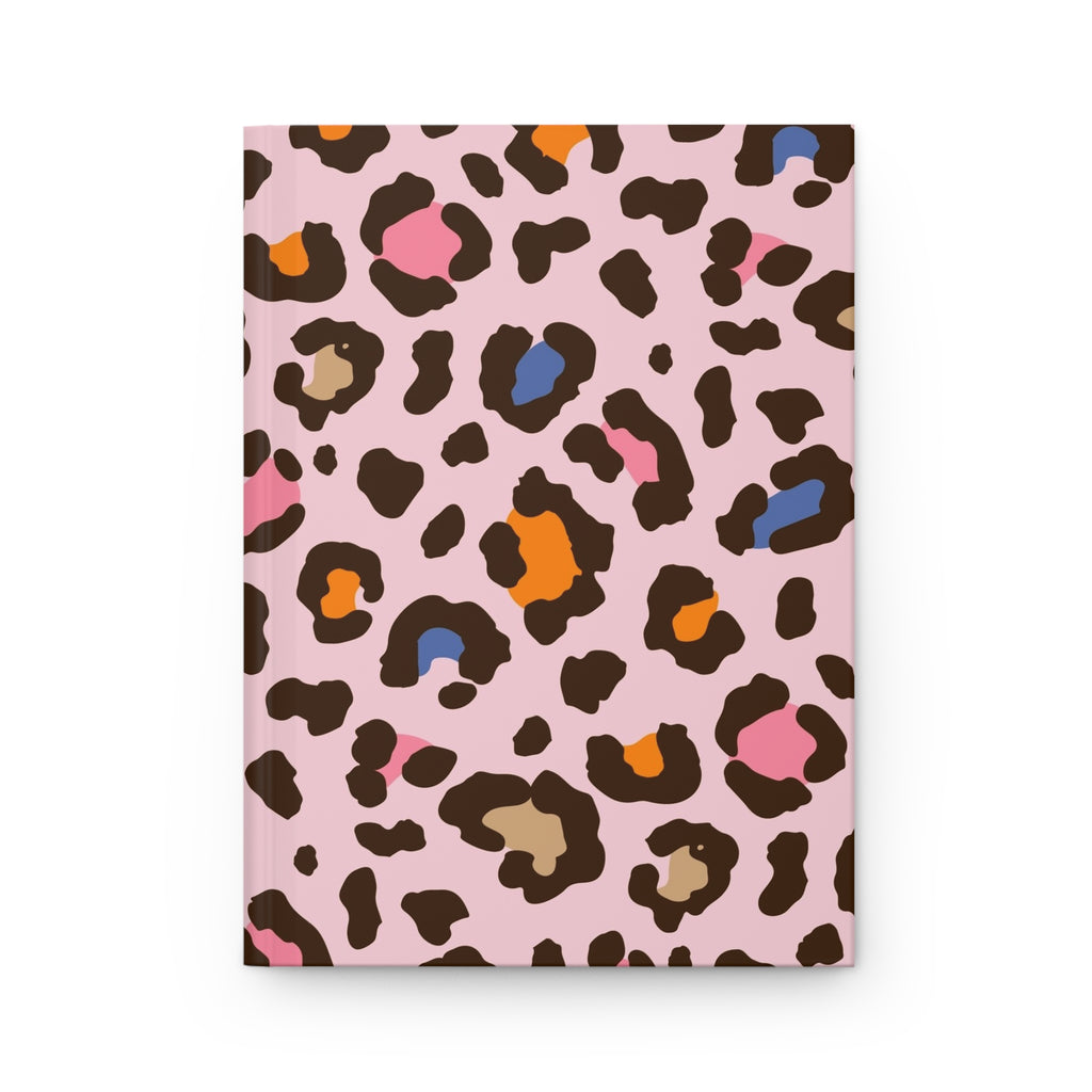 Pink Colorful Leopard Print Hardcover Journal — Trendy Animal Print Notebook for Notes & Gifts