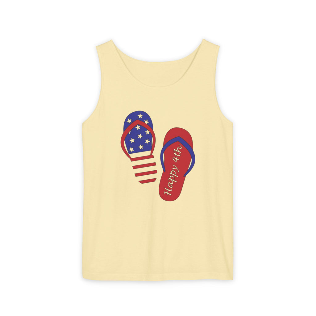 Patriotic Flip Flops Tank Top – 'Happy 4th' Summer Independence Day Tank