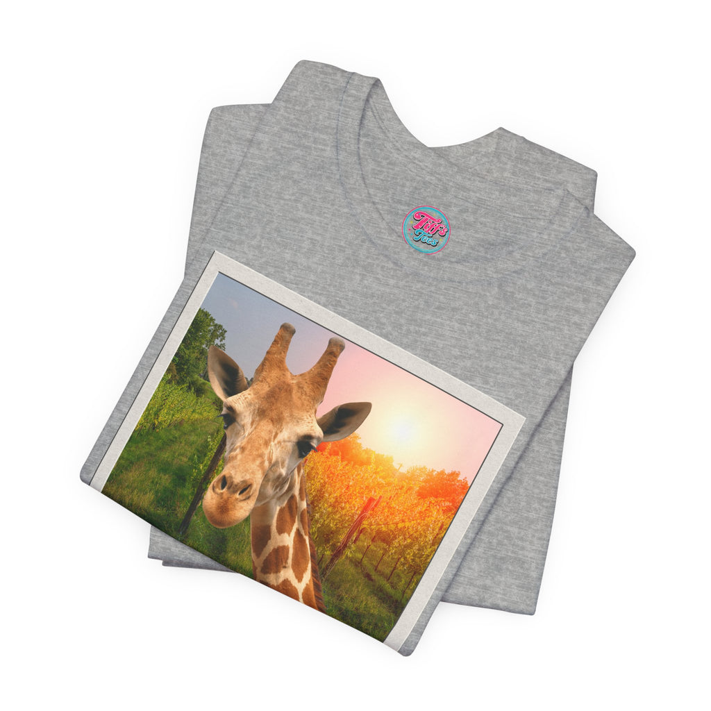 Giraffe Polaroid Photo Tee — "Love, Gracie G.Raffe" Graphic T-Shirt