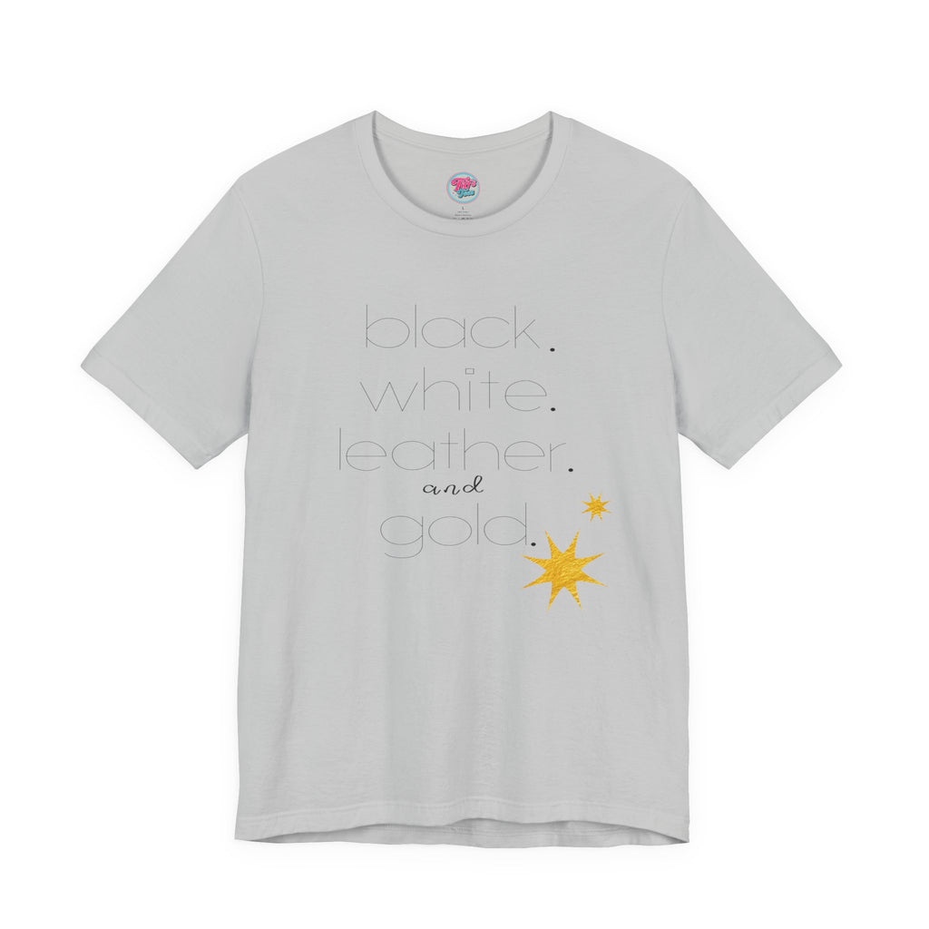 Gold Star Minimalist Tee — 'Black White Leather Gold' Graphic Shirt