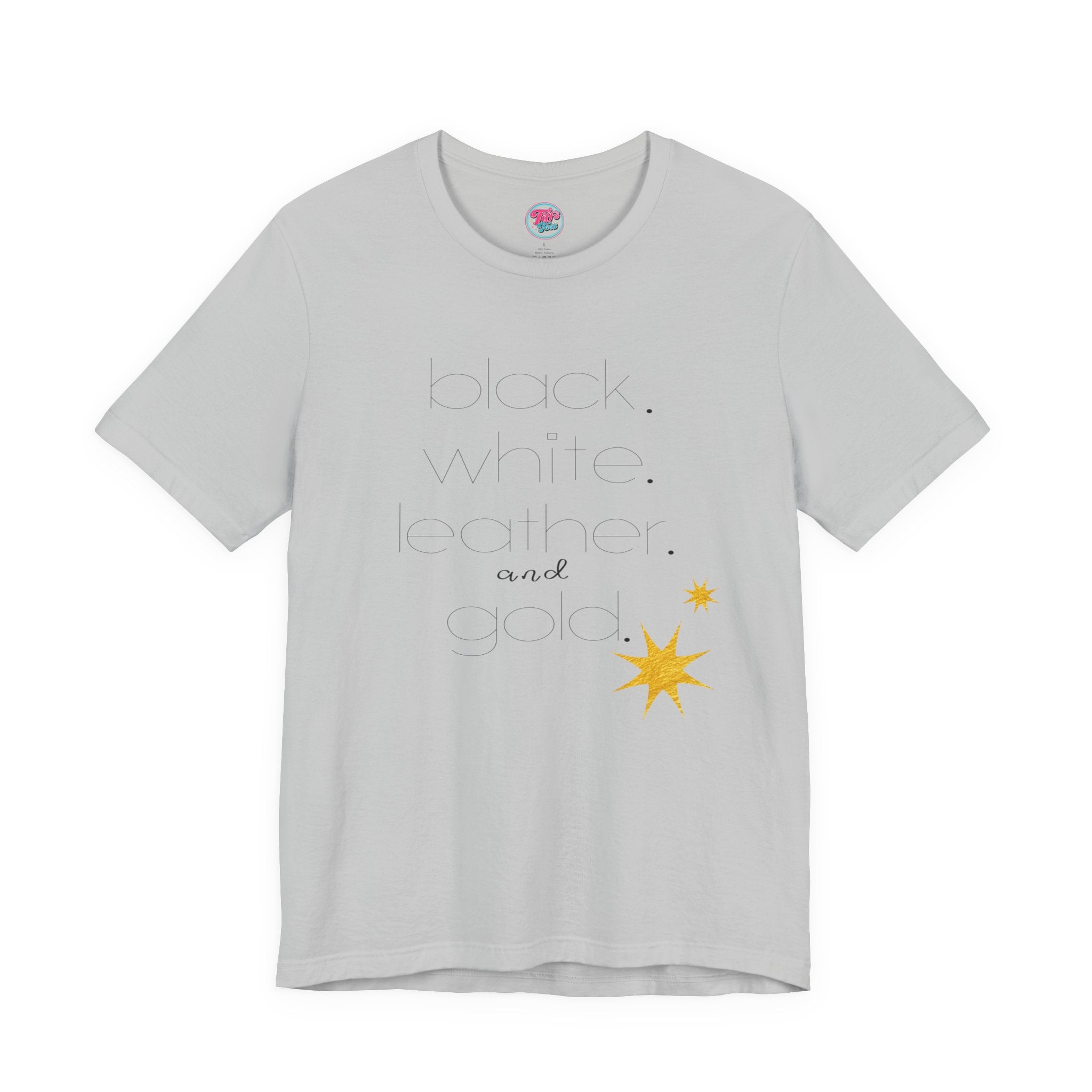 Gold Star Minimalist Tee — 'Black White Leather Gold' Graphic Shirt