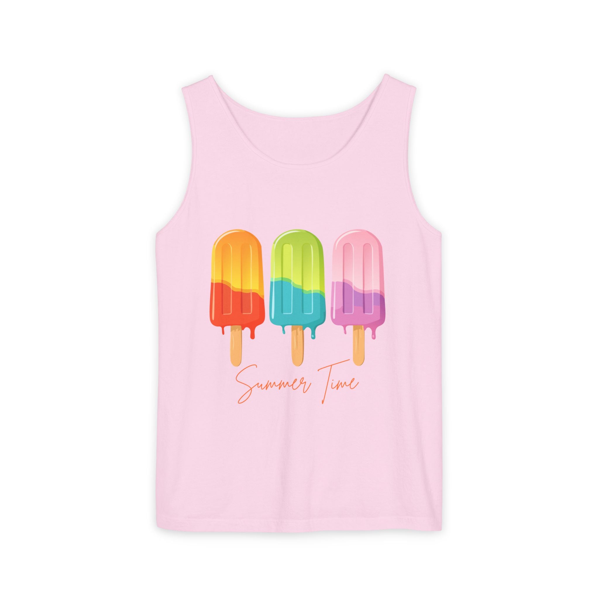 Popsicle Summer Tank Top — "Summer Time" Colorful Ice Pop Graphic