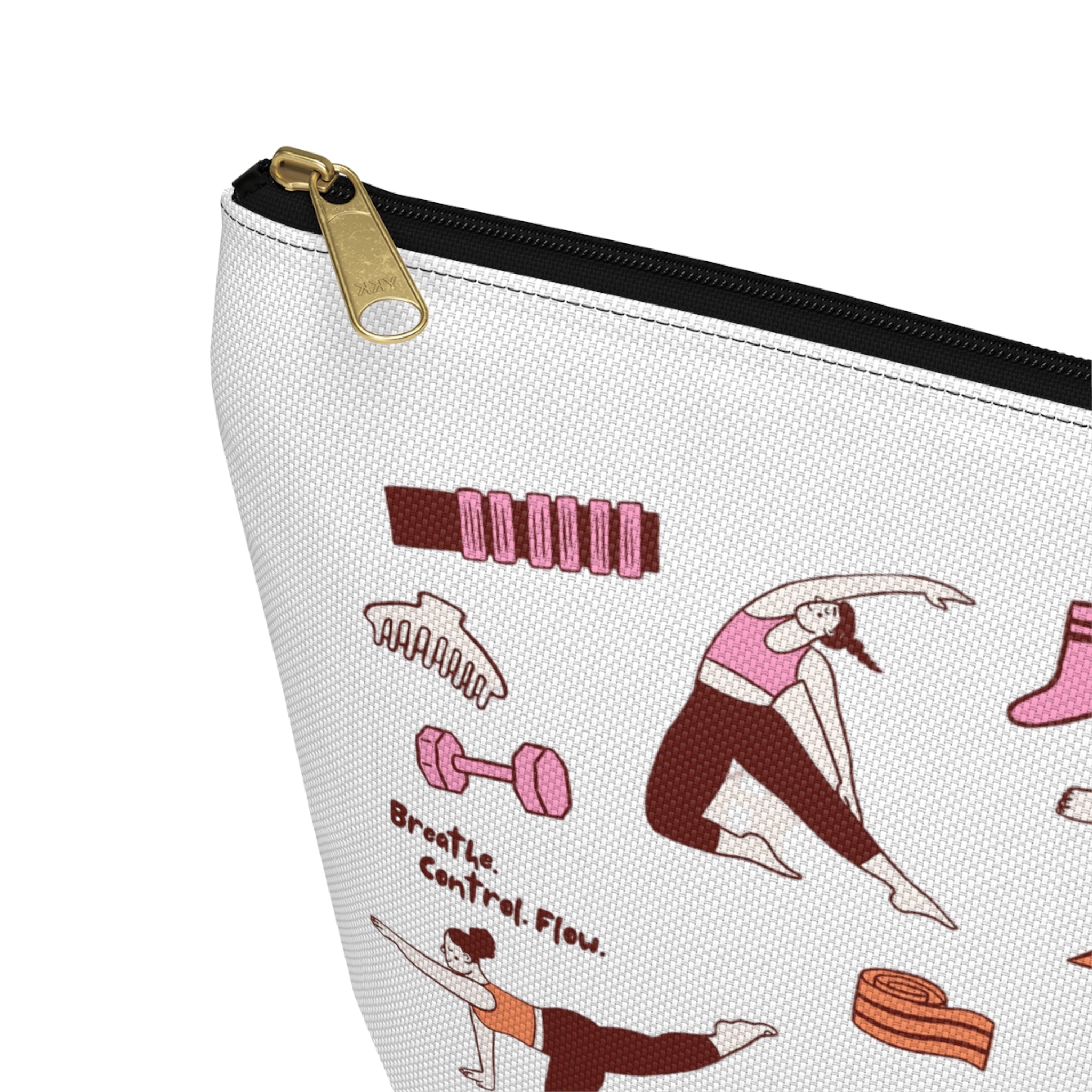 Pilates Accessory Pouch — T‑Bottom Makeup & Gear Bag with Pilates Flow Design