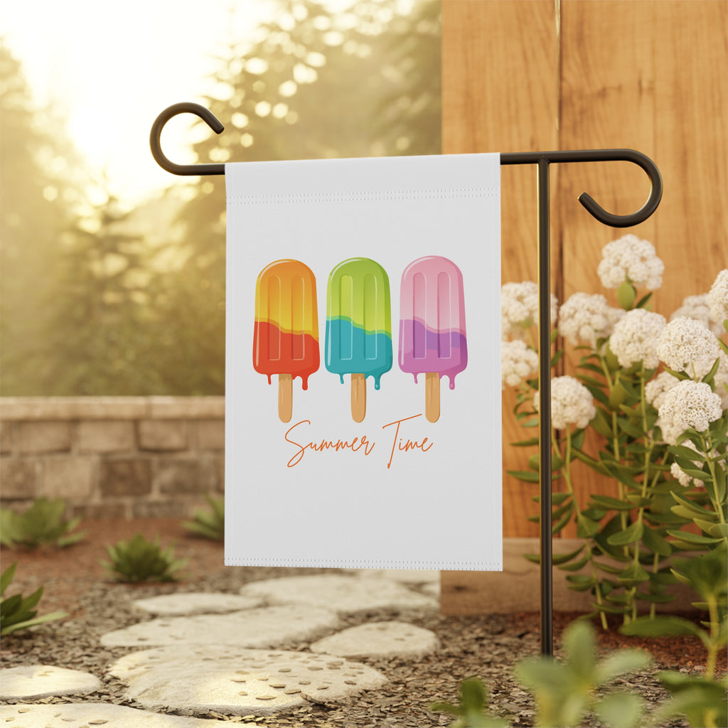 Summer Time Popsicle Garden Flag — Colorful Ice Pop House Banner