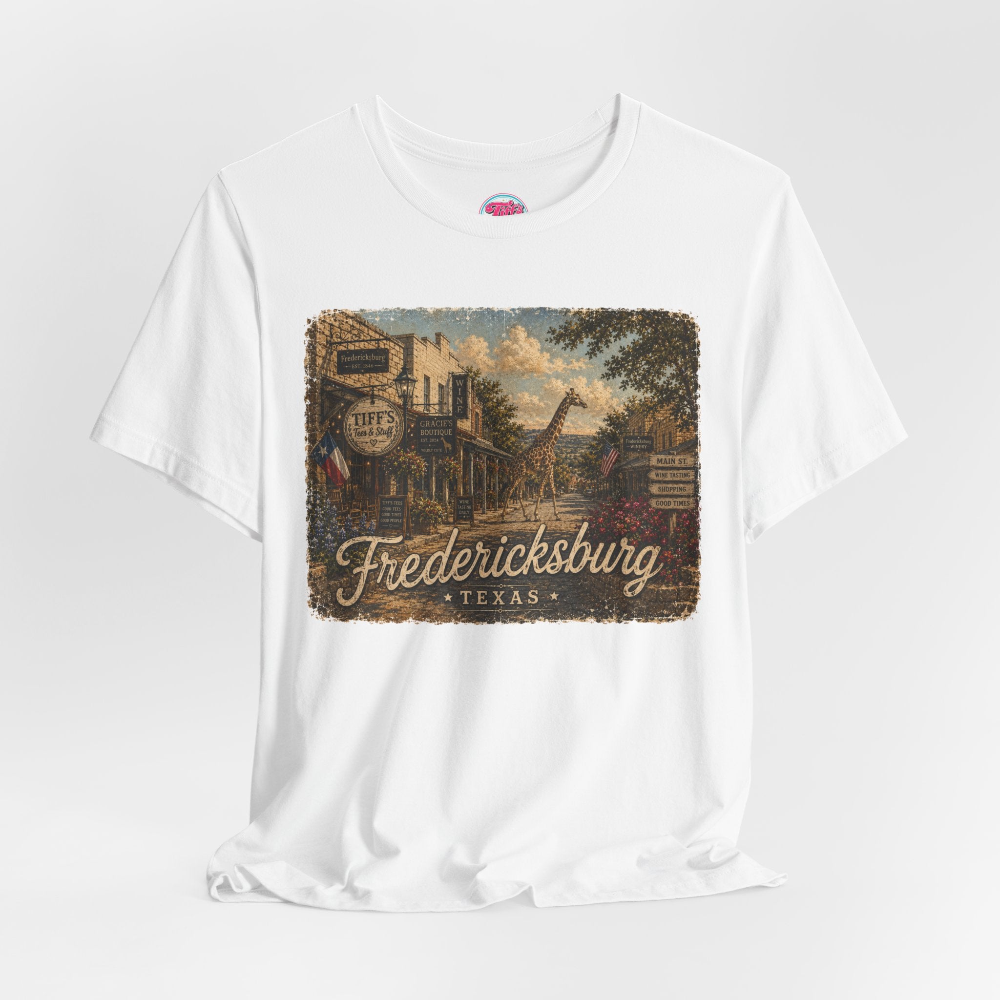 Fredericksburg Texas Vintage Scene Tee featuring Gracie