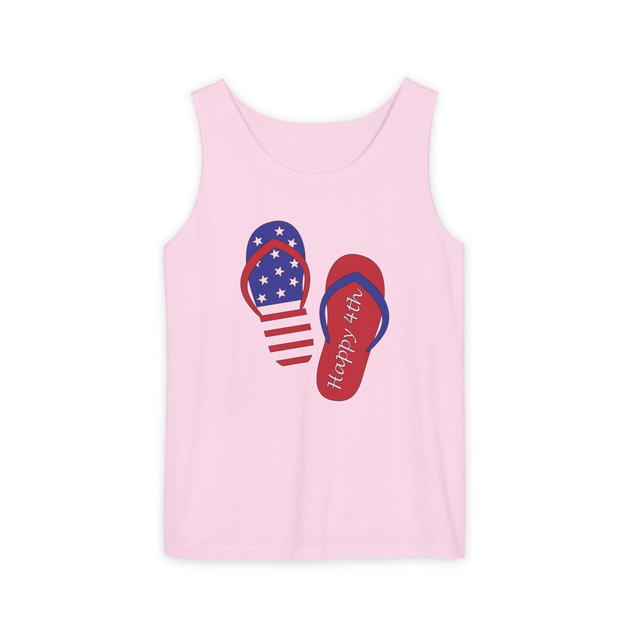 Patriotic Flip Flops Tank Top – 'Happy 4th' Summer Independence Day Tank
