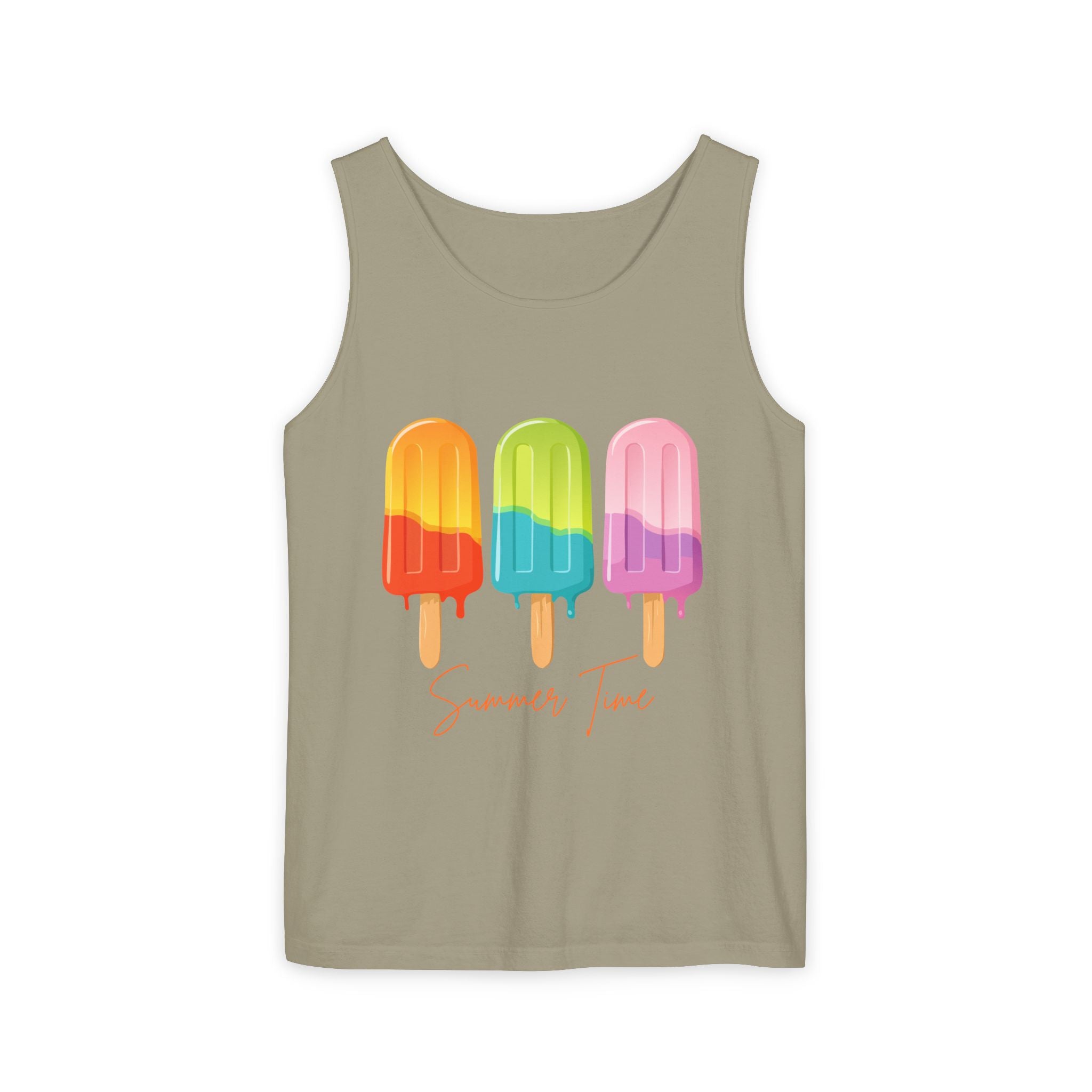 Popsicle Summer Tank Top — "Summer Time" Colorful Ice Pop Graphic