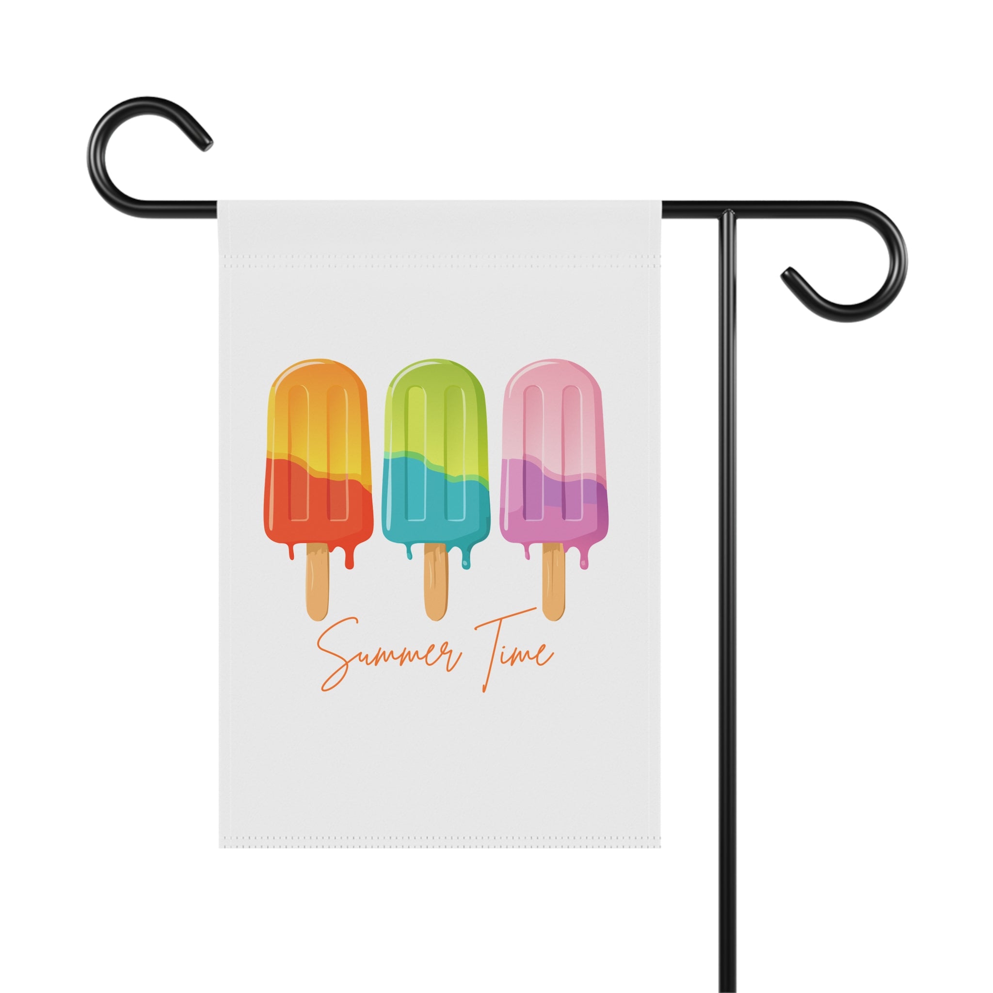 Summer Time Popsicle Garden Flag — Colorful Ice Pop House Banner
