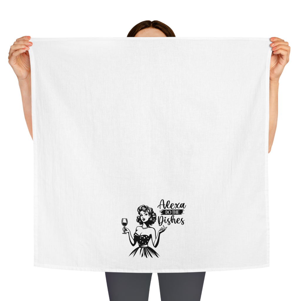 Tea Towel — Alexa Do The Dishes Retro Housewife Wine Kitchen Towel