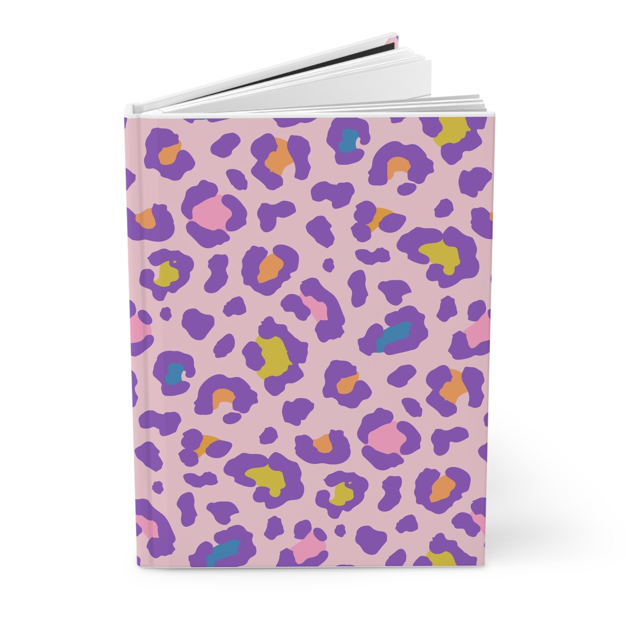 Pink Purple Leopard Hardcover Journal — Colorful Animal Print Notebook