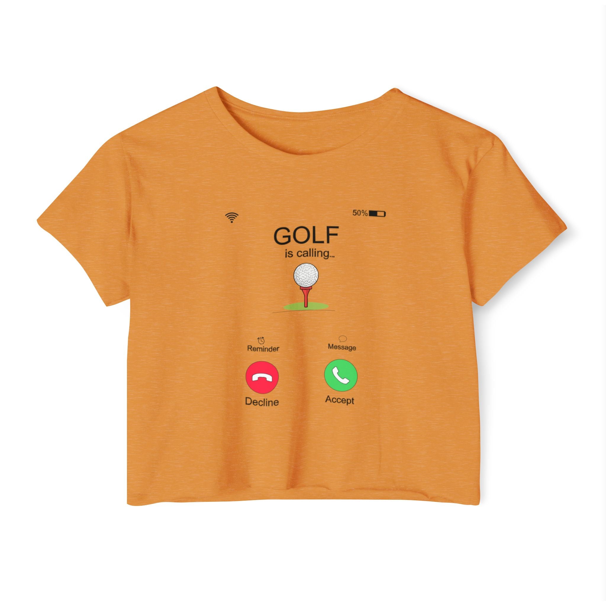Golf Is Calling Crop Top — Women's Golf Tee with 'Golf is calling' Call Screen Design