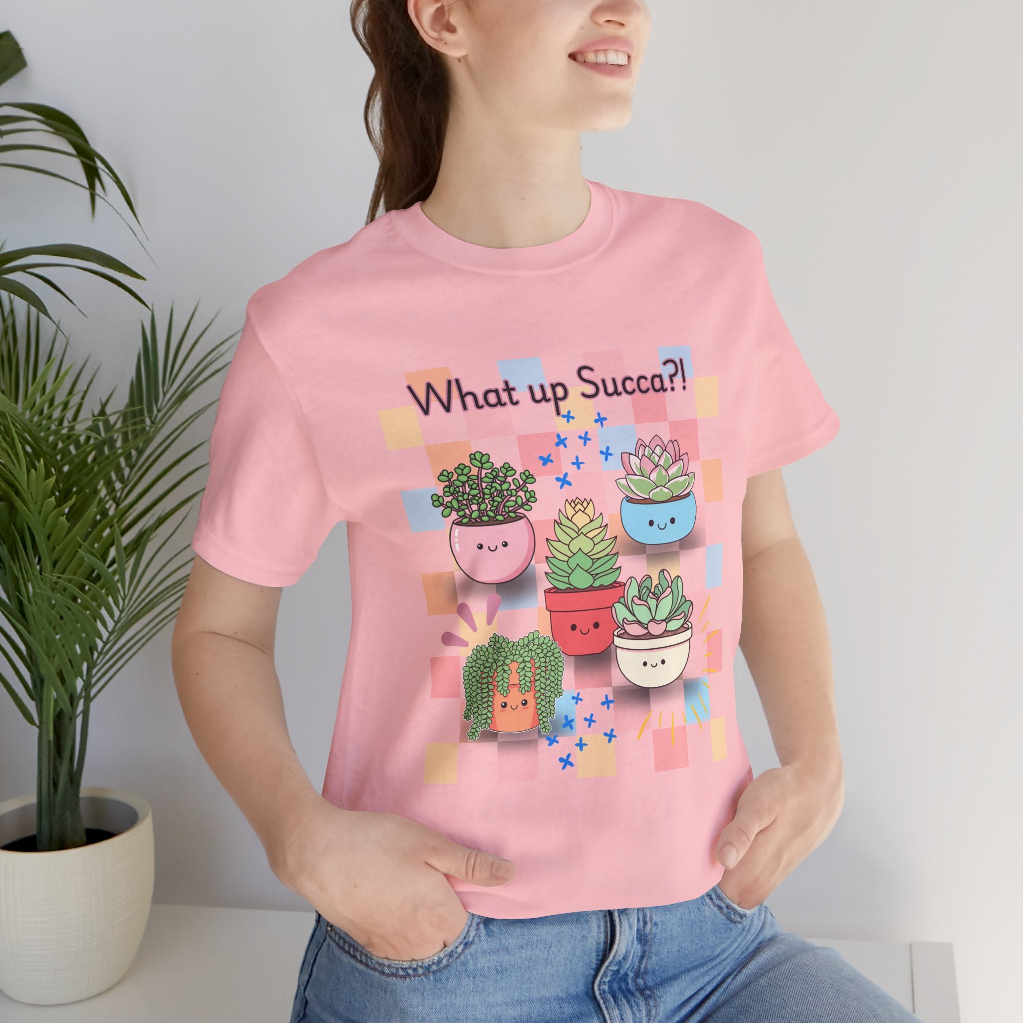 What up SUCCA?! Cute Succulent Graphic Tee — Kawaii Plant Lover Shirt