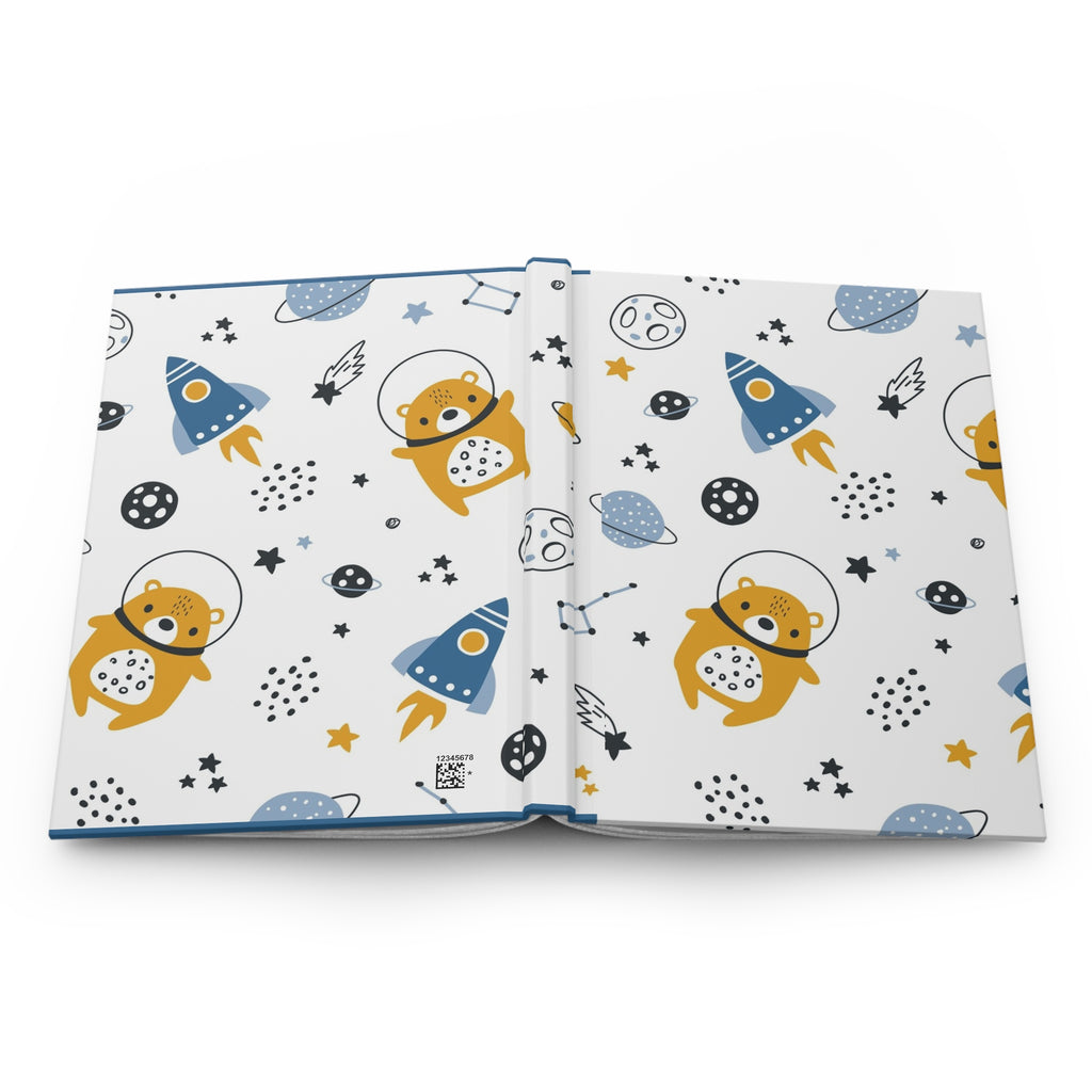 Space Bear Hardcover Journal — Cute Astronaut Bear Notebook for Kids, Space-Themed Baby Shower Gift