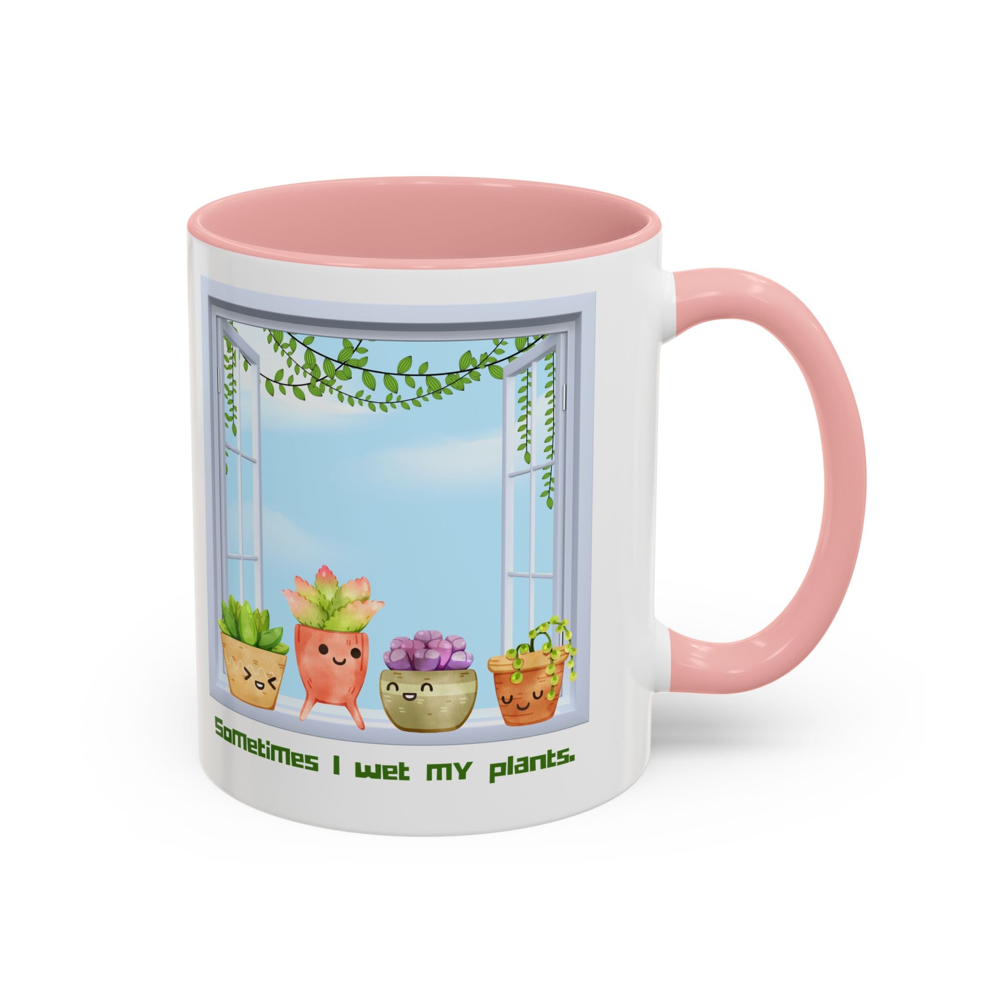 Succulent Window Mug — "Sometimes I Wet My Plants" Cute Plant Lover Coffee Cup