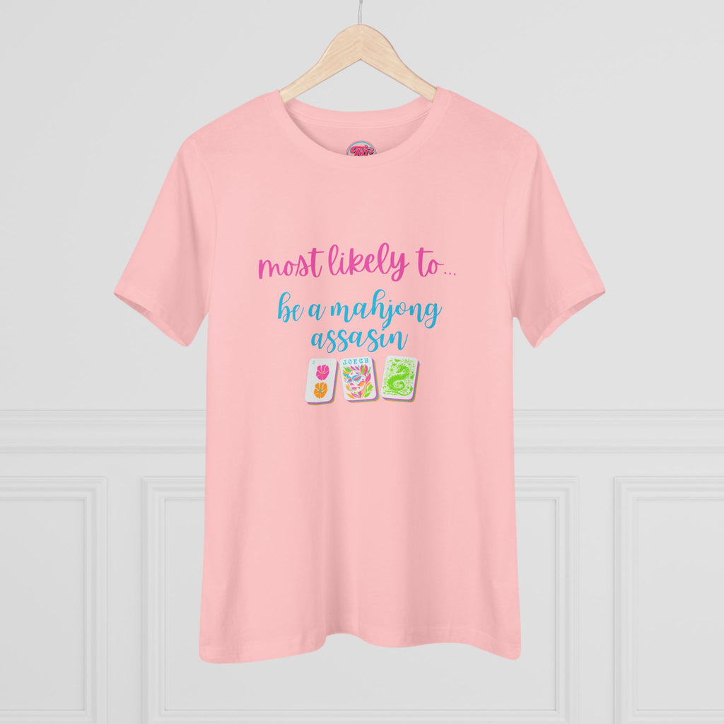 Most Likely to Be a Mahjong Assassin Tee - Funny Mahjong Women's Cotton Tee