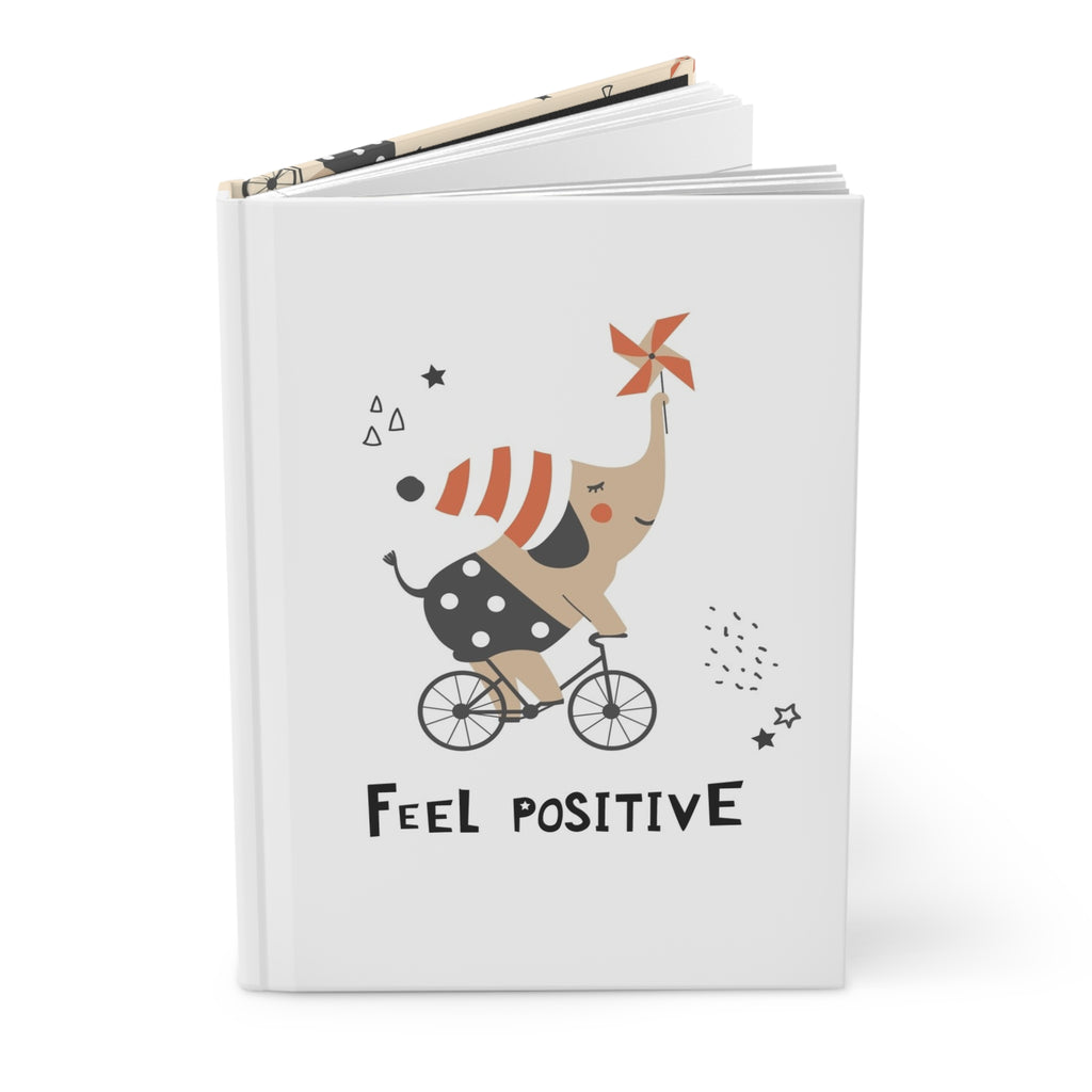 Feel Positive Elephant Hardcover Journal — Cute Biking Elephant Notebook for Kids & Adults