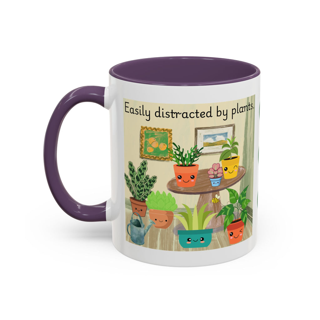 Plant Lover Coffee Mug — “Easily Distracted by Plants” Accent Mug (11 oz)