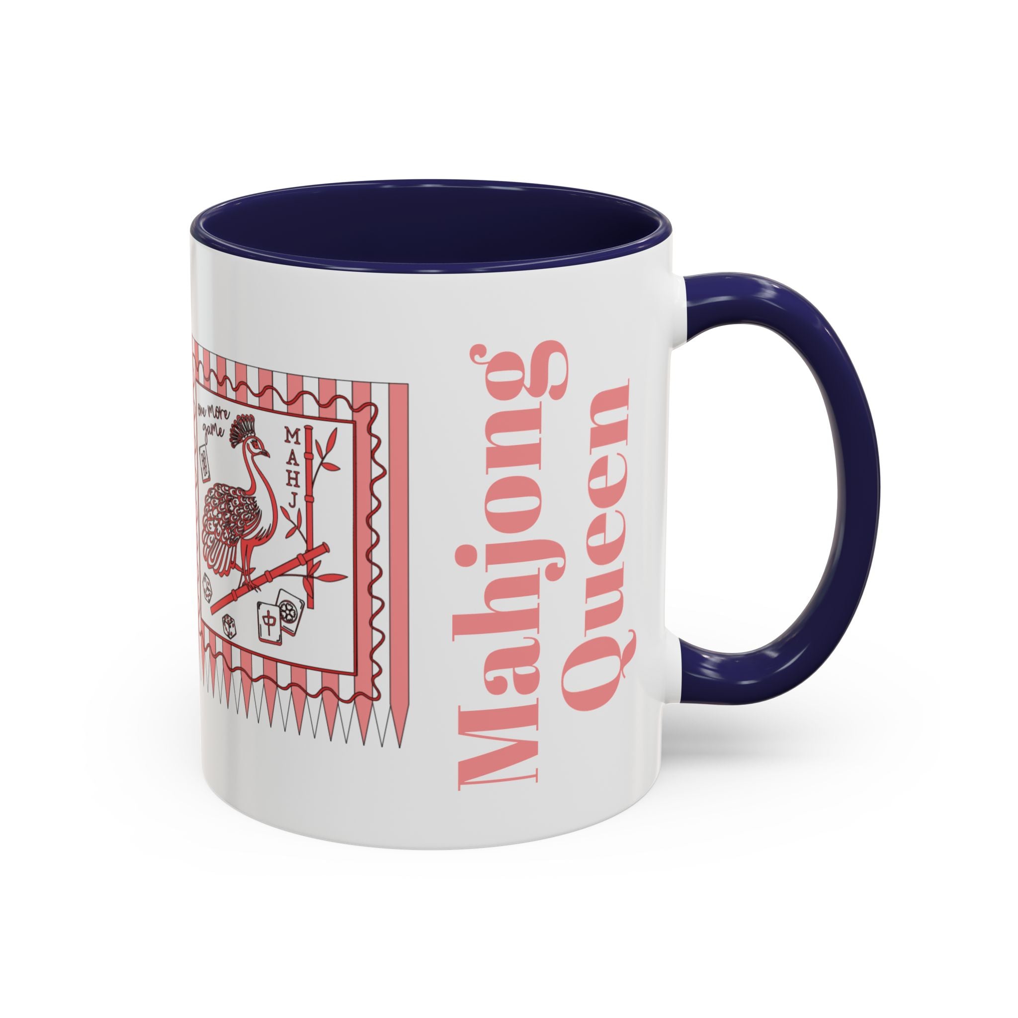 Mahjong Queen Accent Coffee Mug – Retro Tile Design, 11 oz