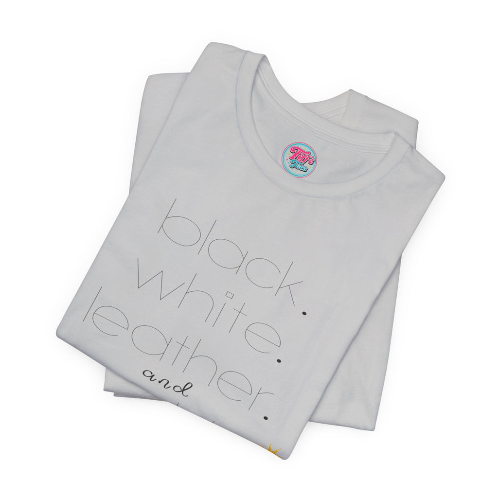 Gold Star Minimalist Tee — 'Black White Leather Gold' Graphic Shirt