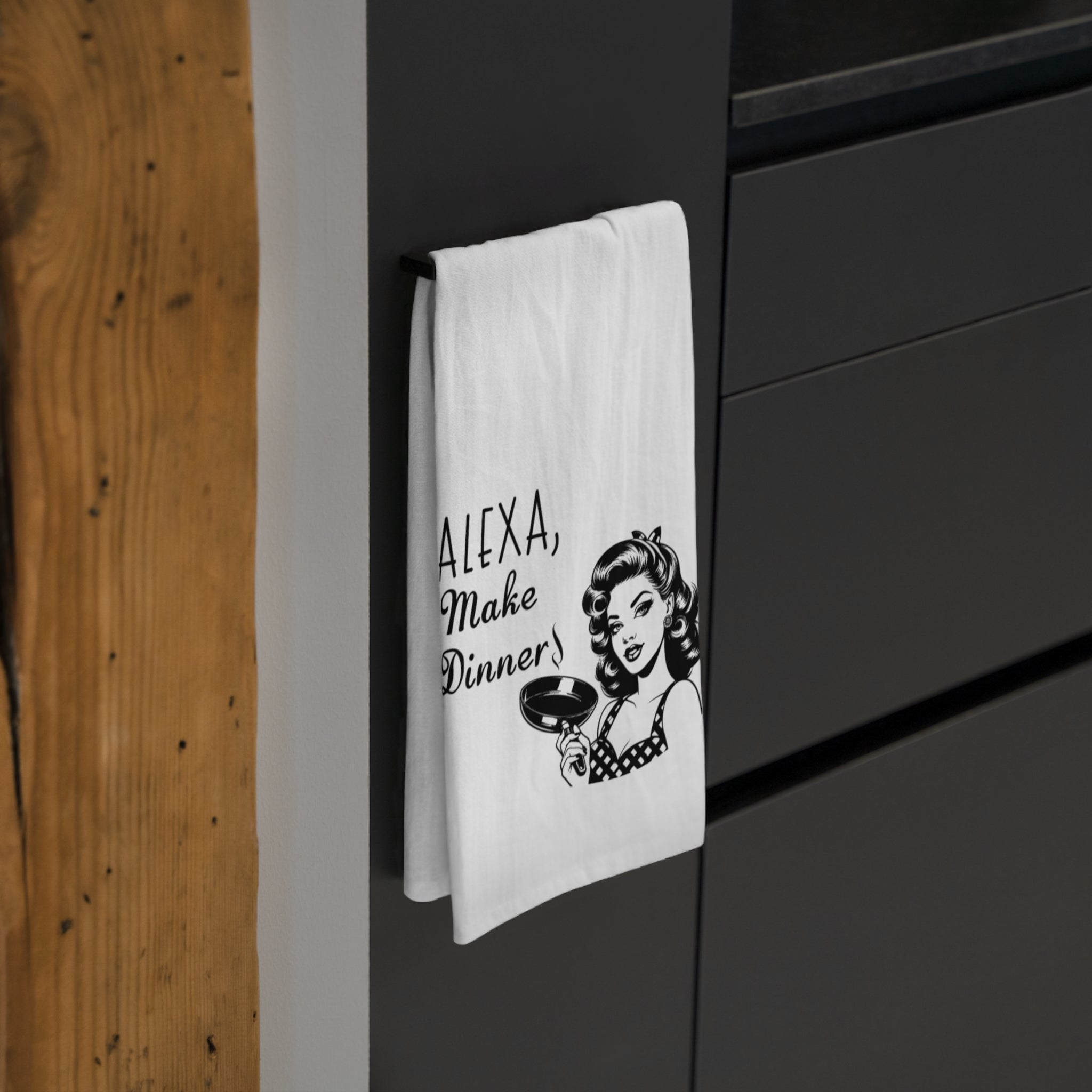 Alexa, Make Dinner Tea Towel — Retro Kitchen Dish Towel for Moms & Hosts