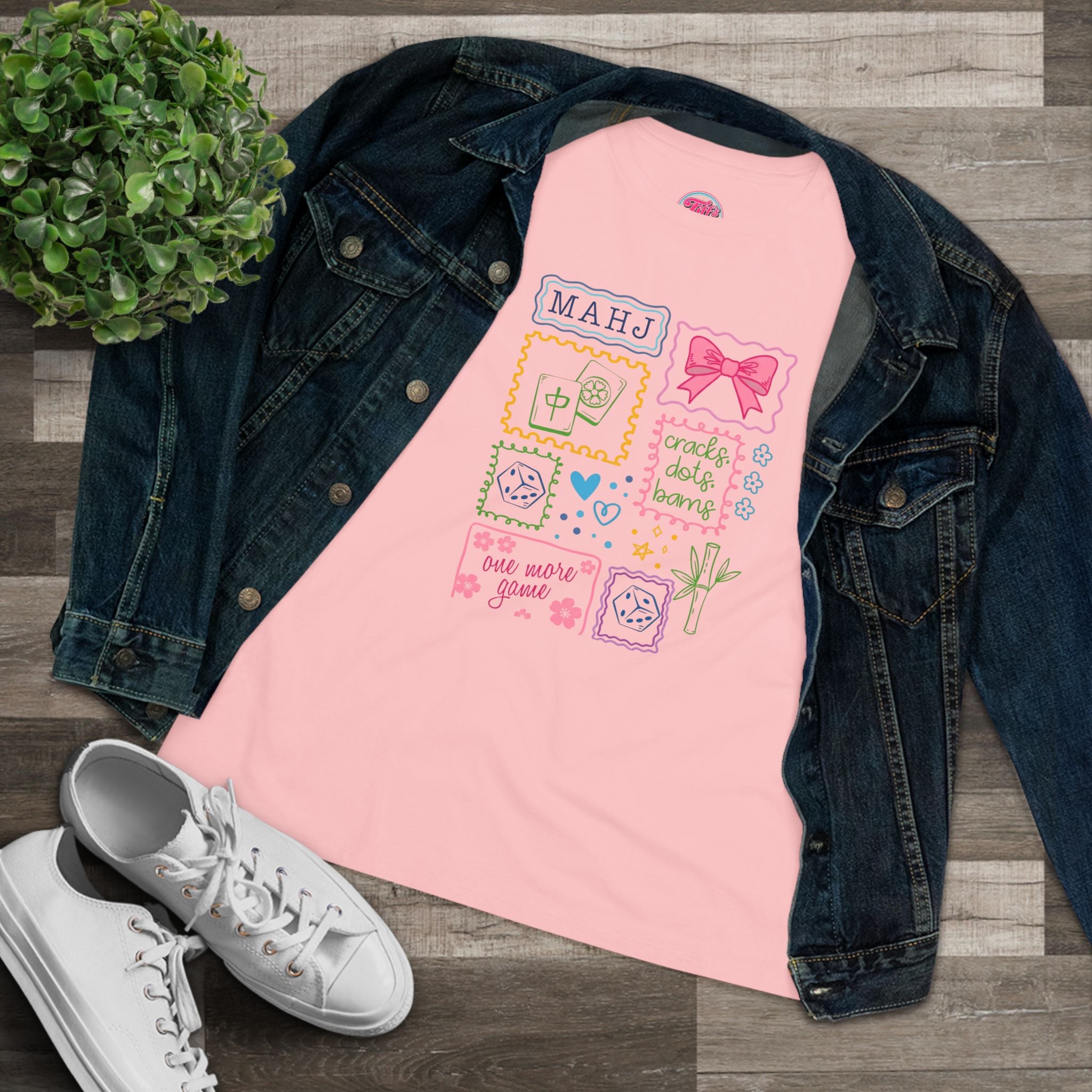 Just A Girl Who Loves Mahjong Graphic Tee — Cute Pastel Mahjong Tiles & Bow Women's T-Shirt