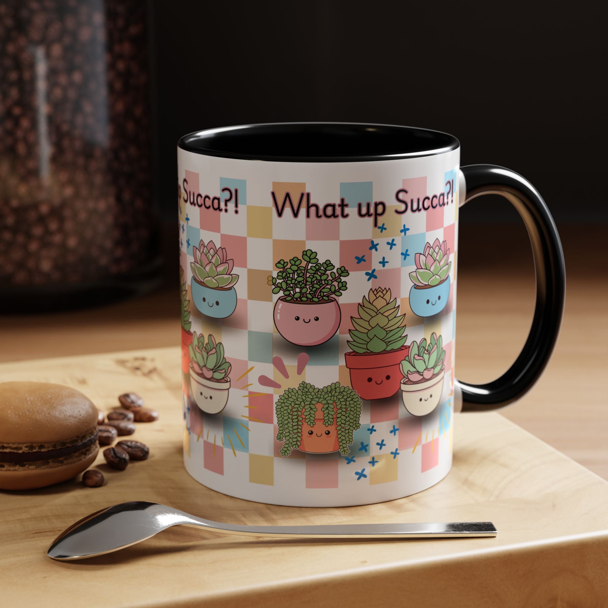 What up Succa? Cute Succulent Accent Coffee Mug – Fun Plant Lover Gift (11 oz)