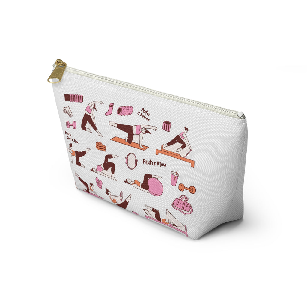 Pilates Accessory Pouch — T‑Bottom Makeup & Gear Bag with Pilates Flow Design