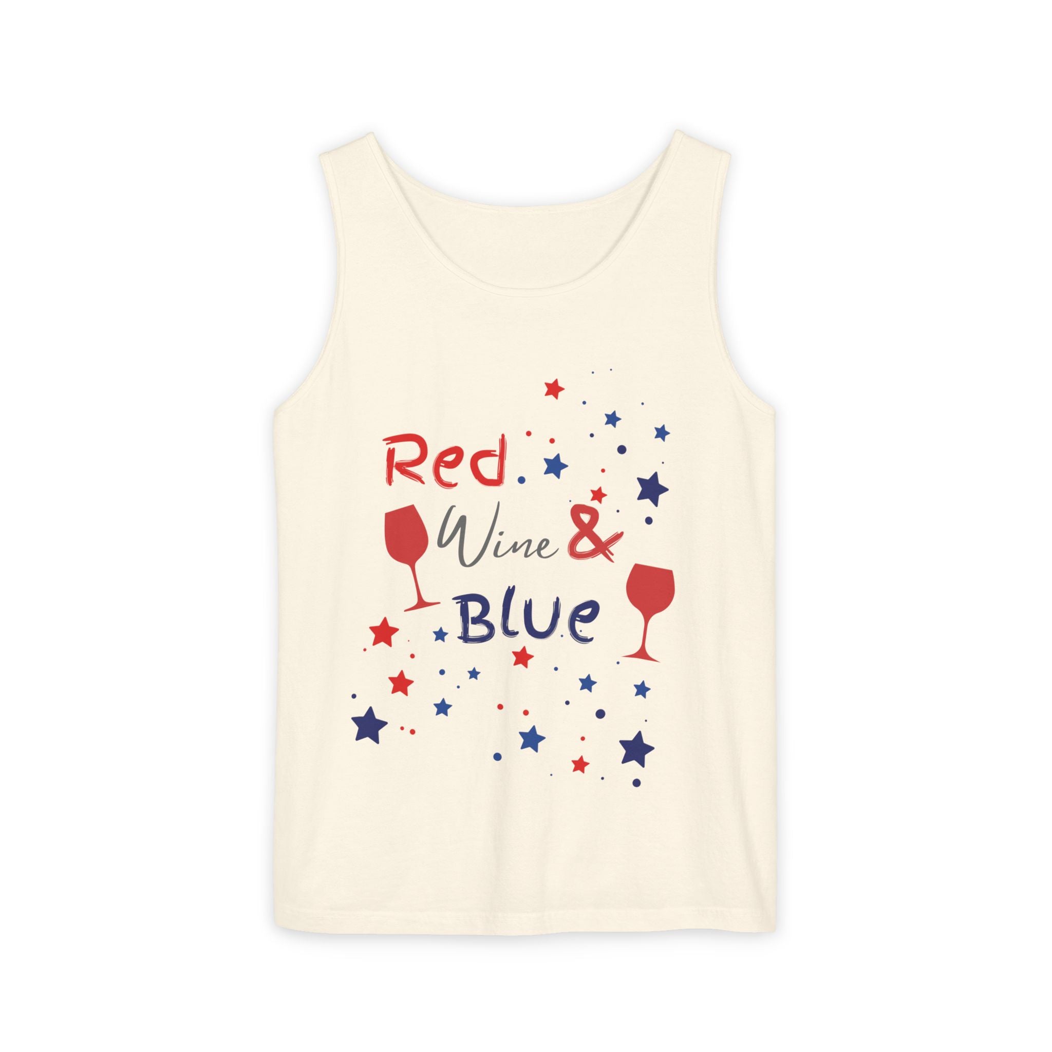 Patriotic "Red Wine & Blue" Tank Top — 4th of July Wine Lover Graphic