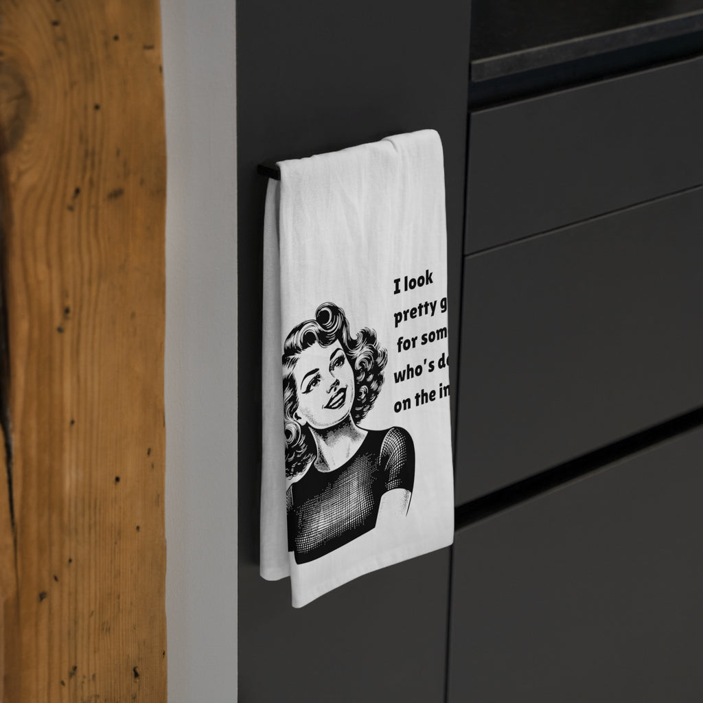 Sarcastic Retro Tea Towel — "I Look Pretty Good for Someone Who's Dead on the Inside"