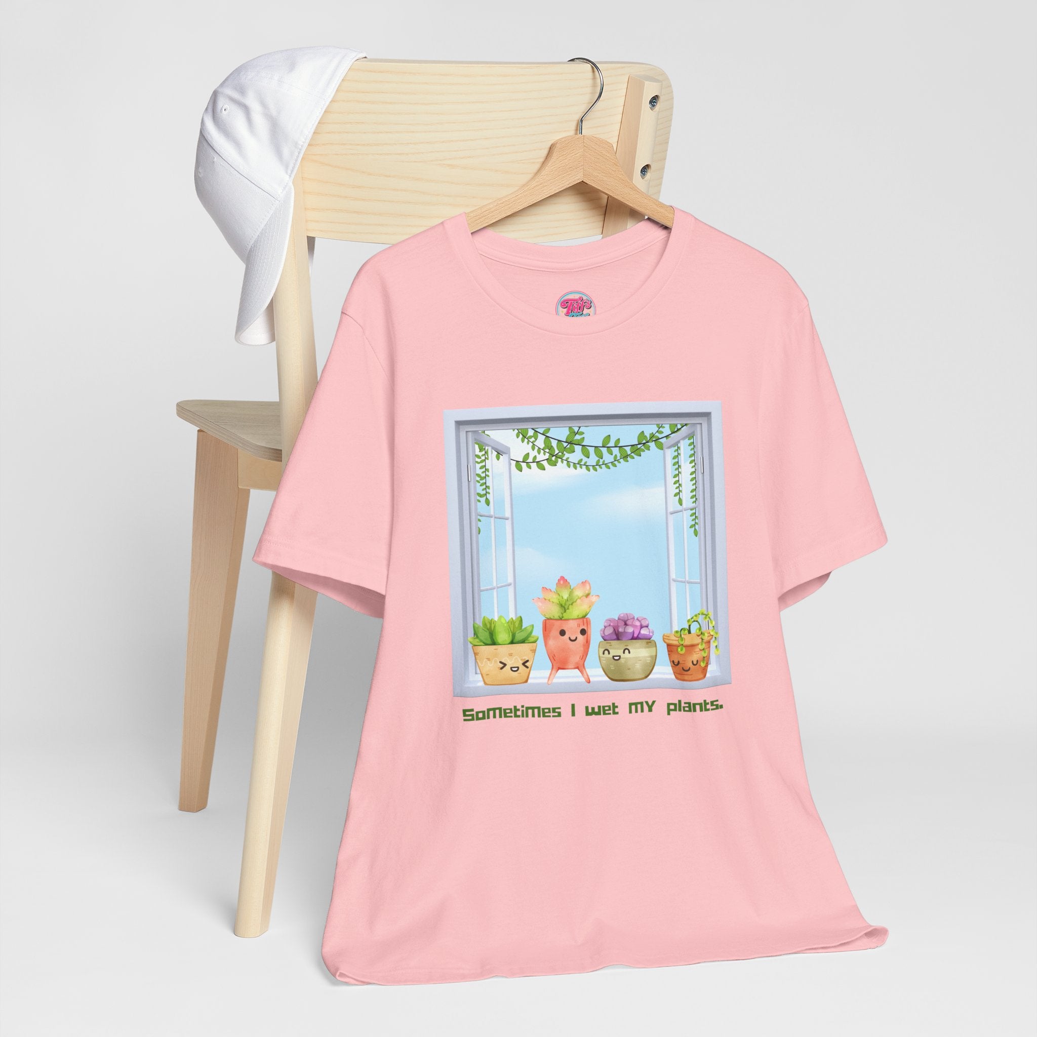 Plant Lover Tee — "Sometimes I Wet My Plants" Cute Succulent Graphic T-Shirt