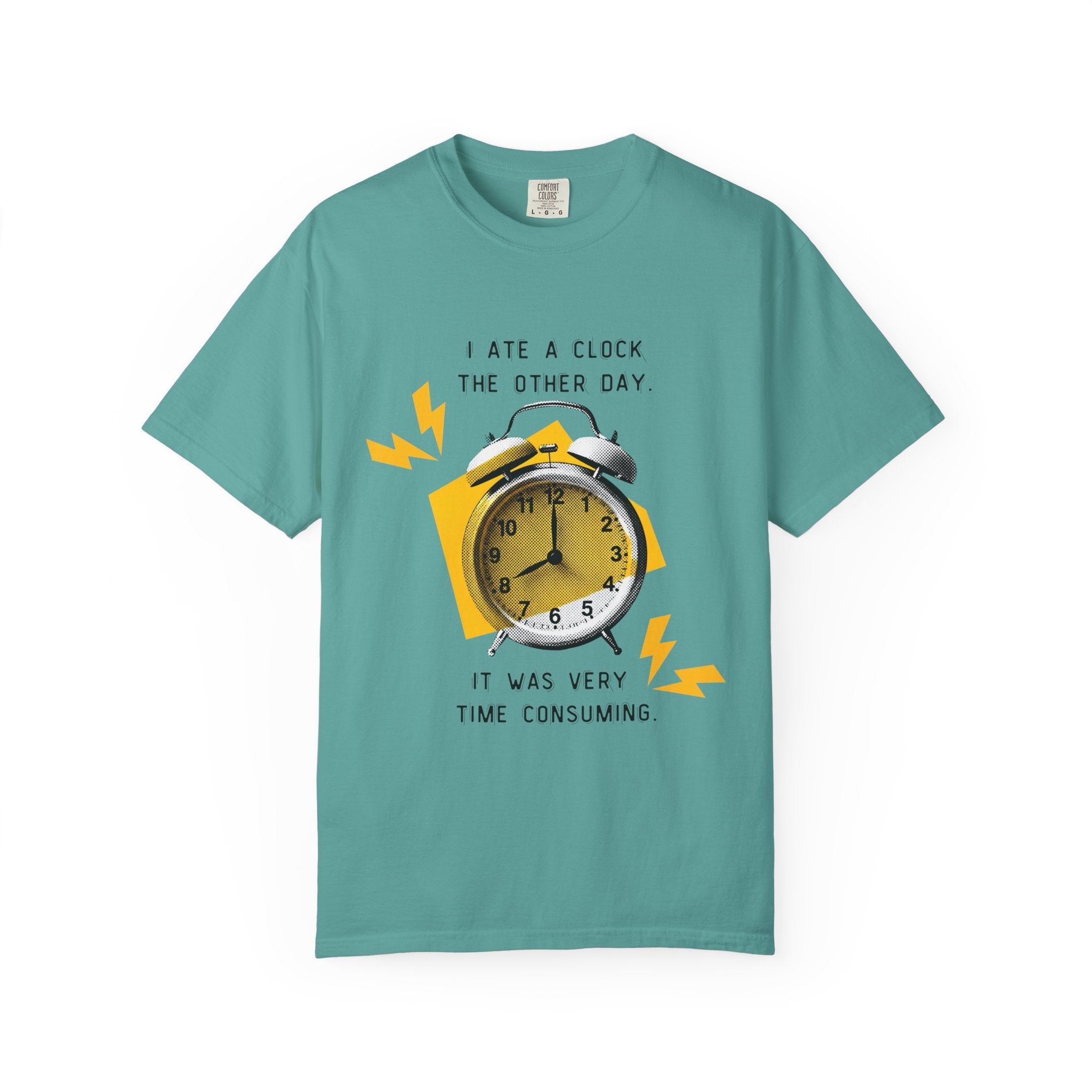 Funny Joke T-Shirt - Dad Jokes - I ate a clock the other day...